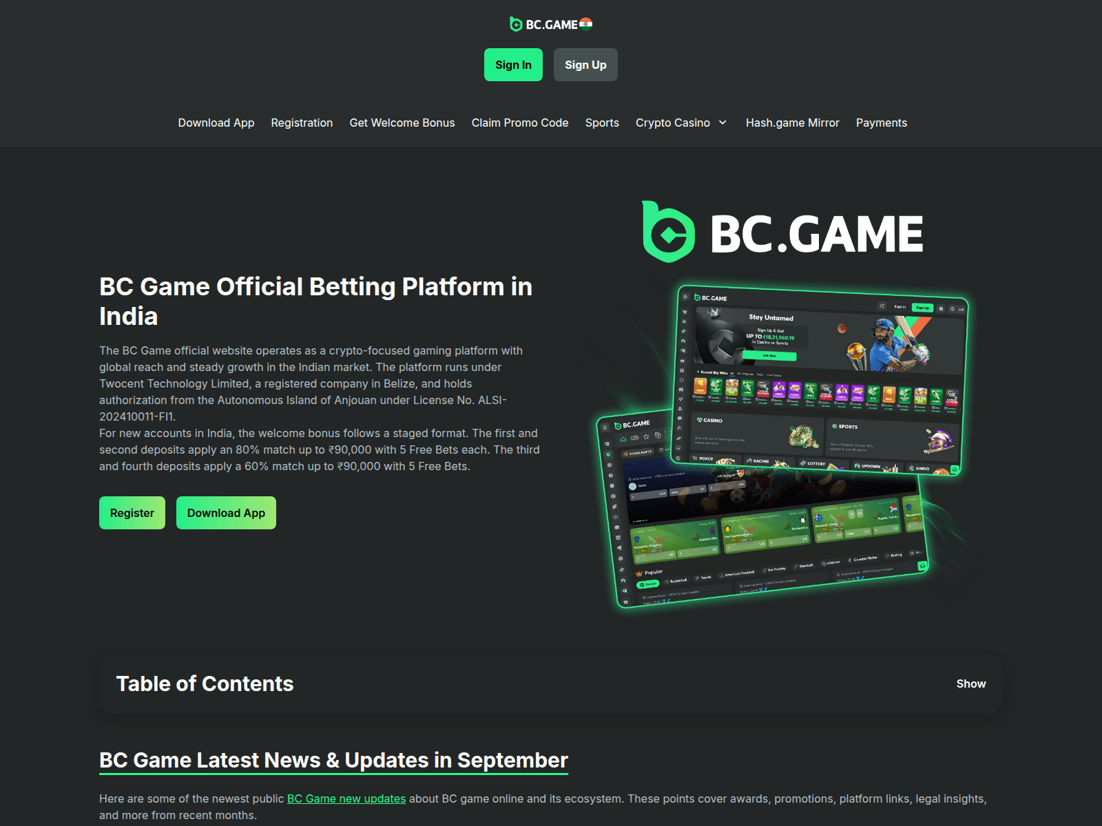 Screenshot of bcgame1-online-in.com