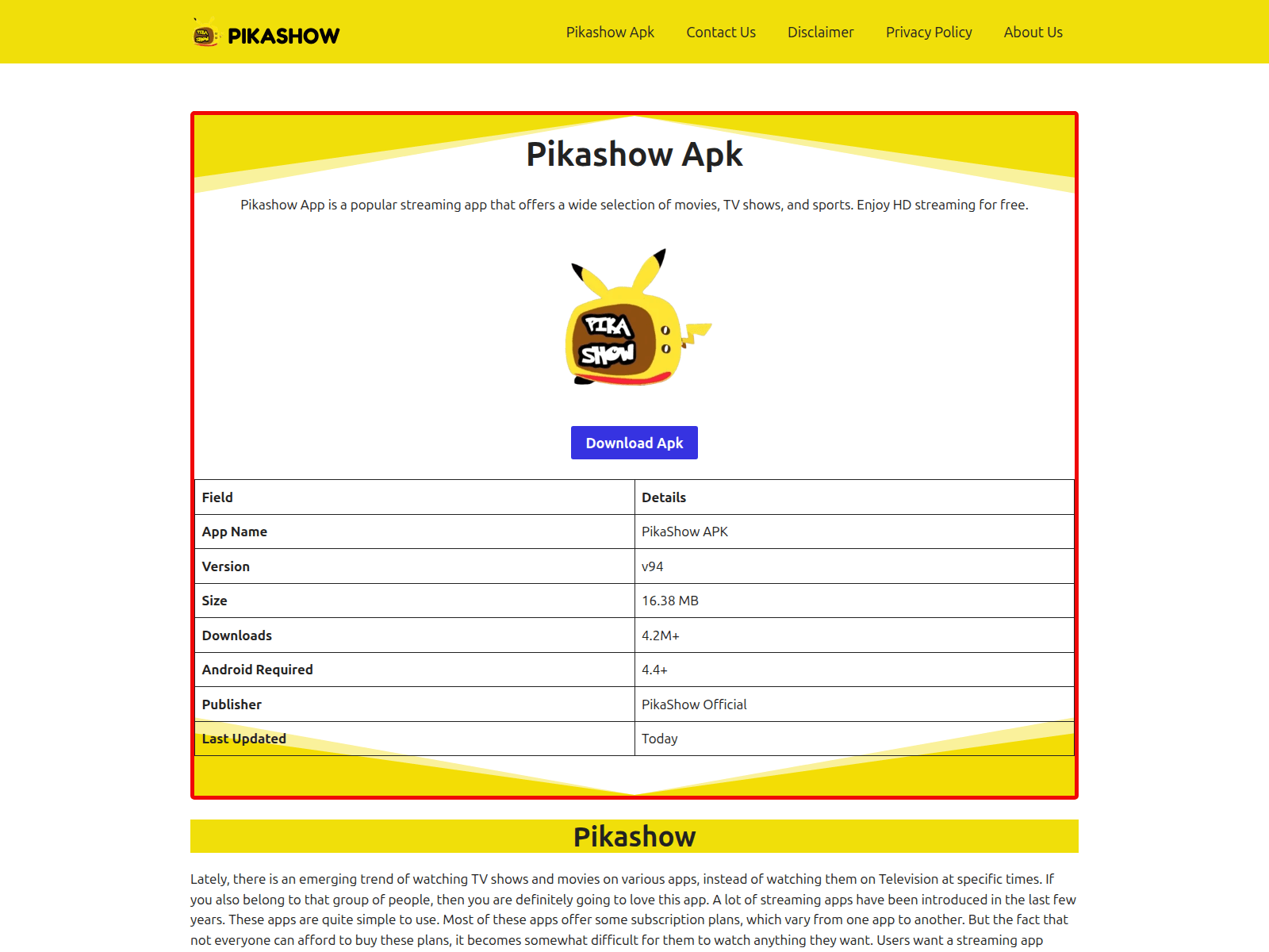 Captura de pantalla de pikashowstv.com.co