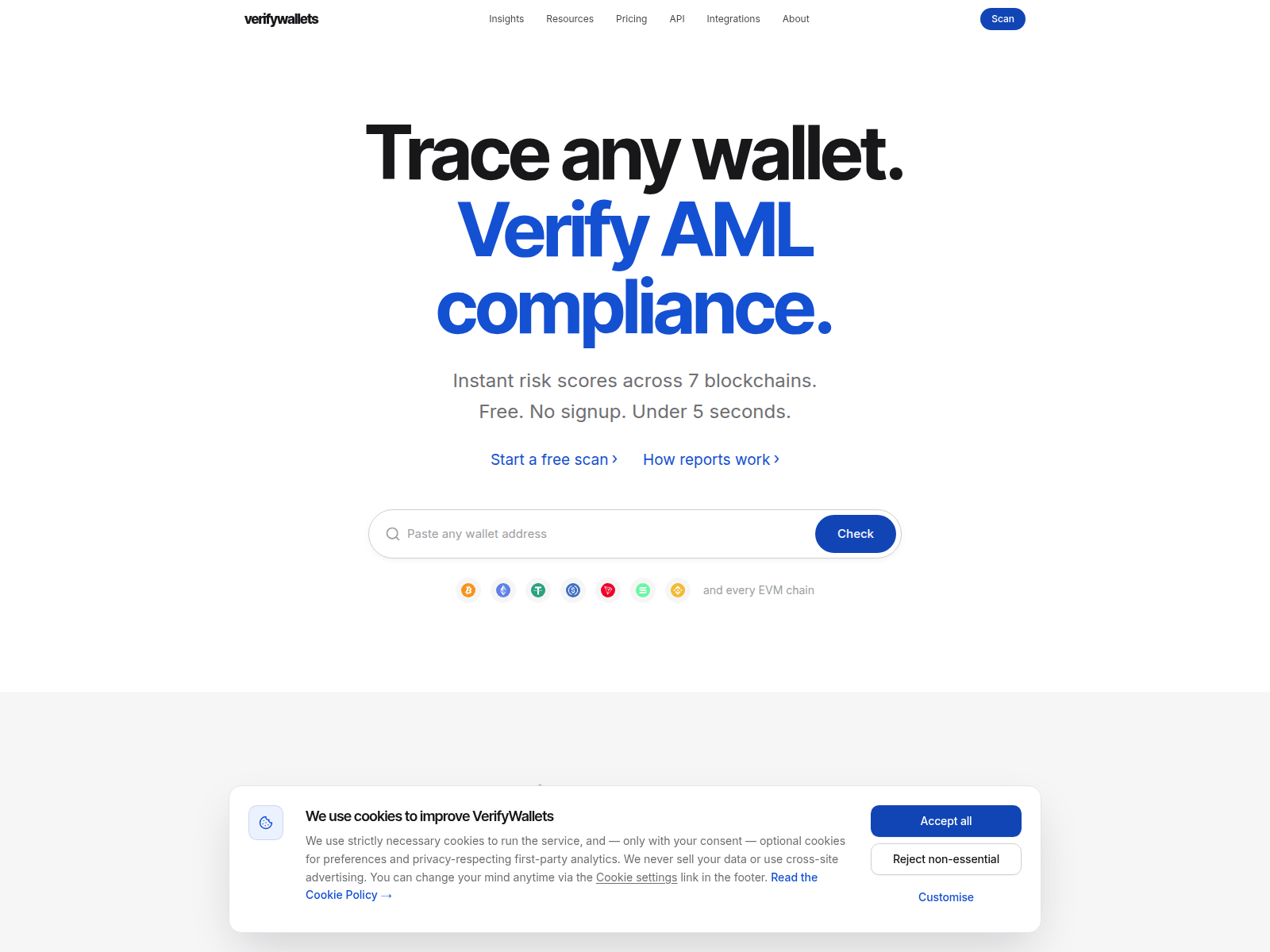 Screenshot of verifywallets.com