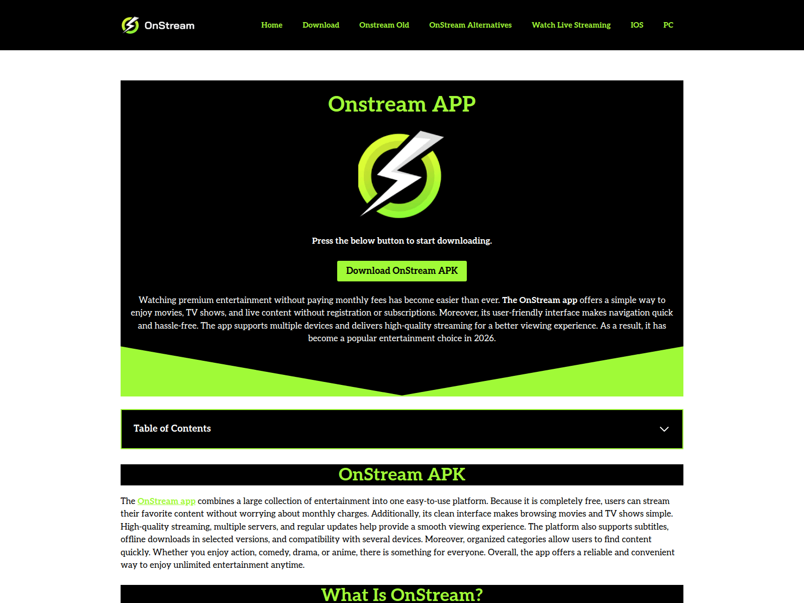 Screenshot of onstreamapp.cc