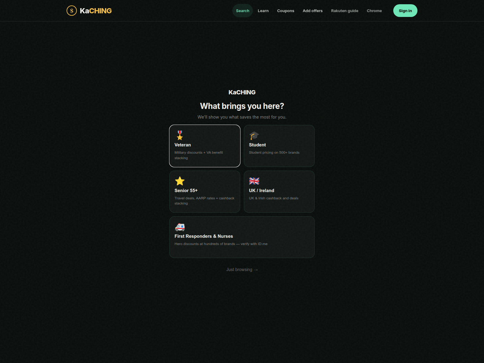 Screenshot of kaching.click