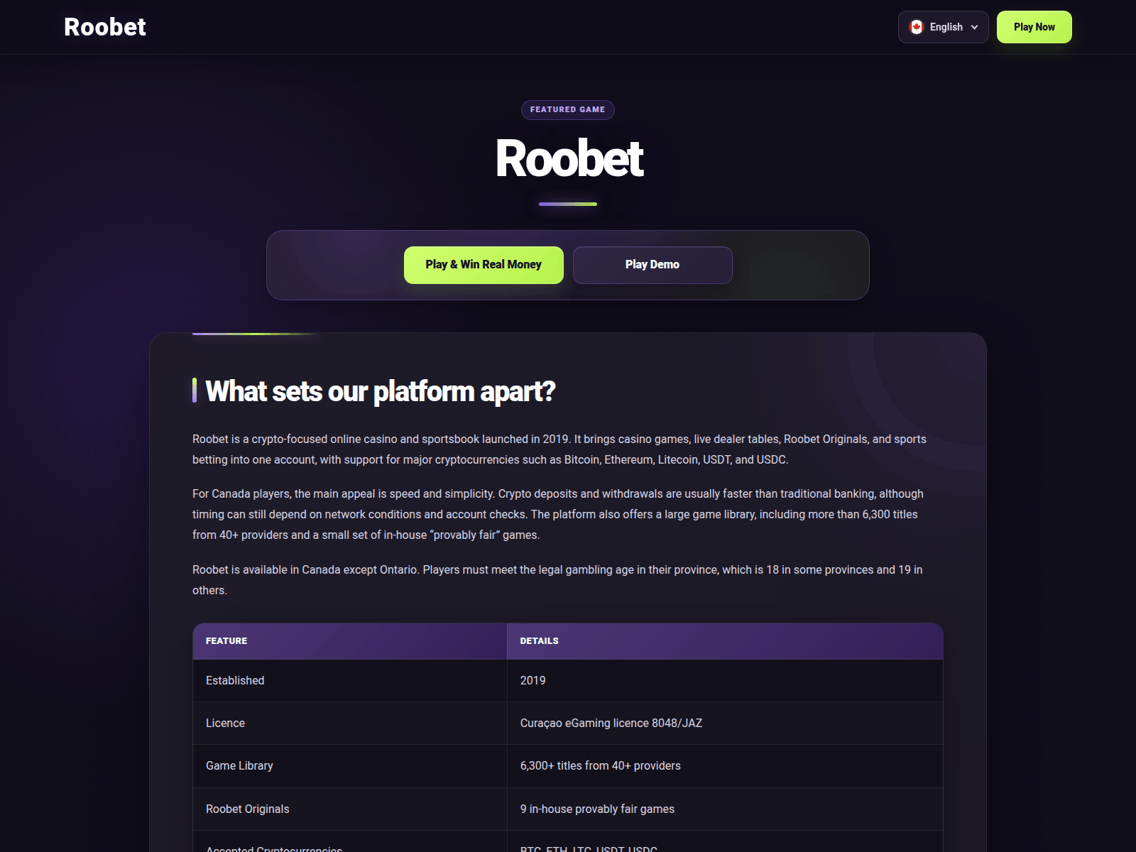 Screenshot of roobet-canada.org