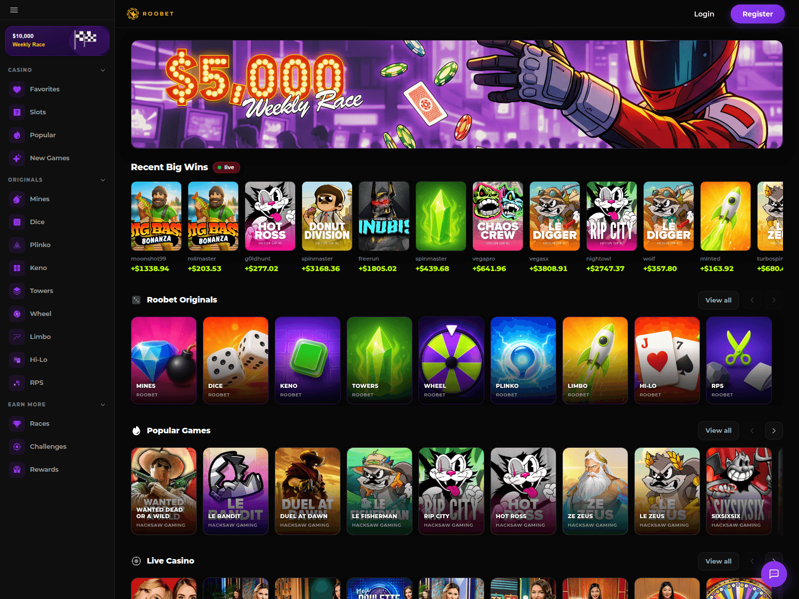 Screenshot of roobetofficials.com