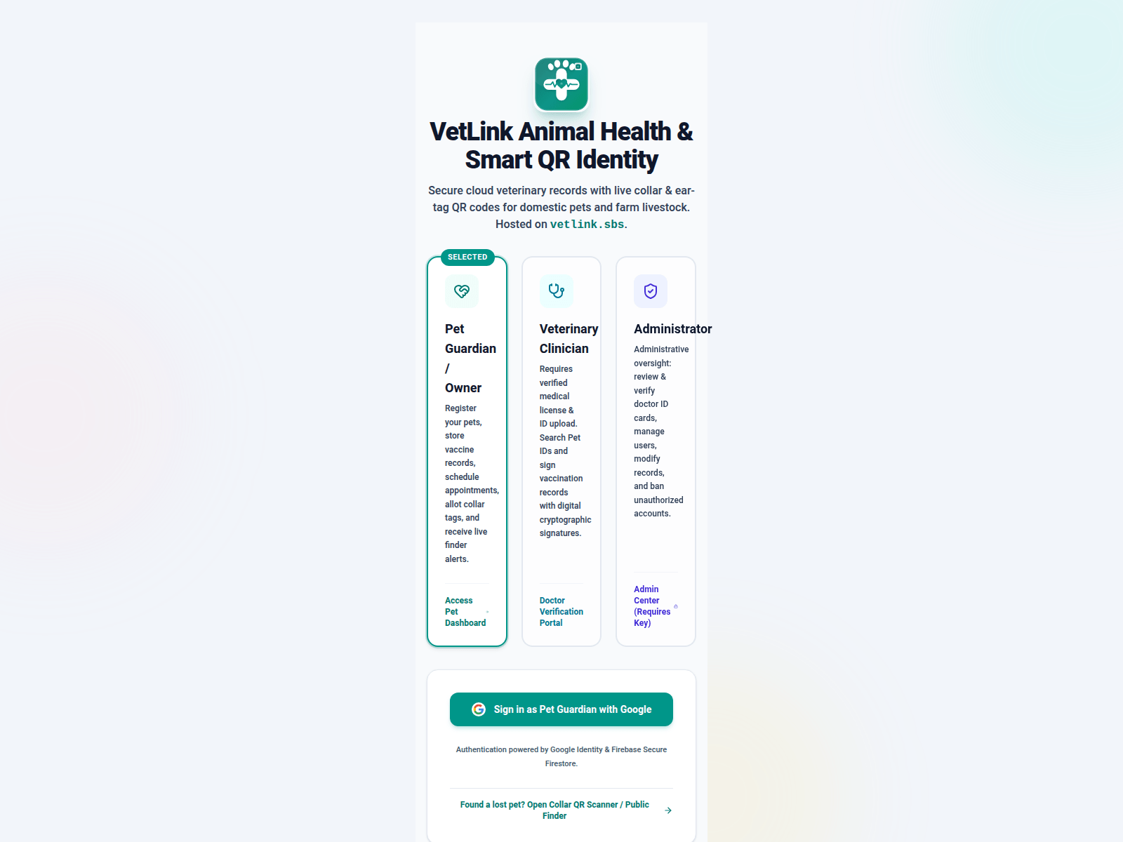 Screenshot of vetlink.sbs