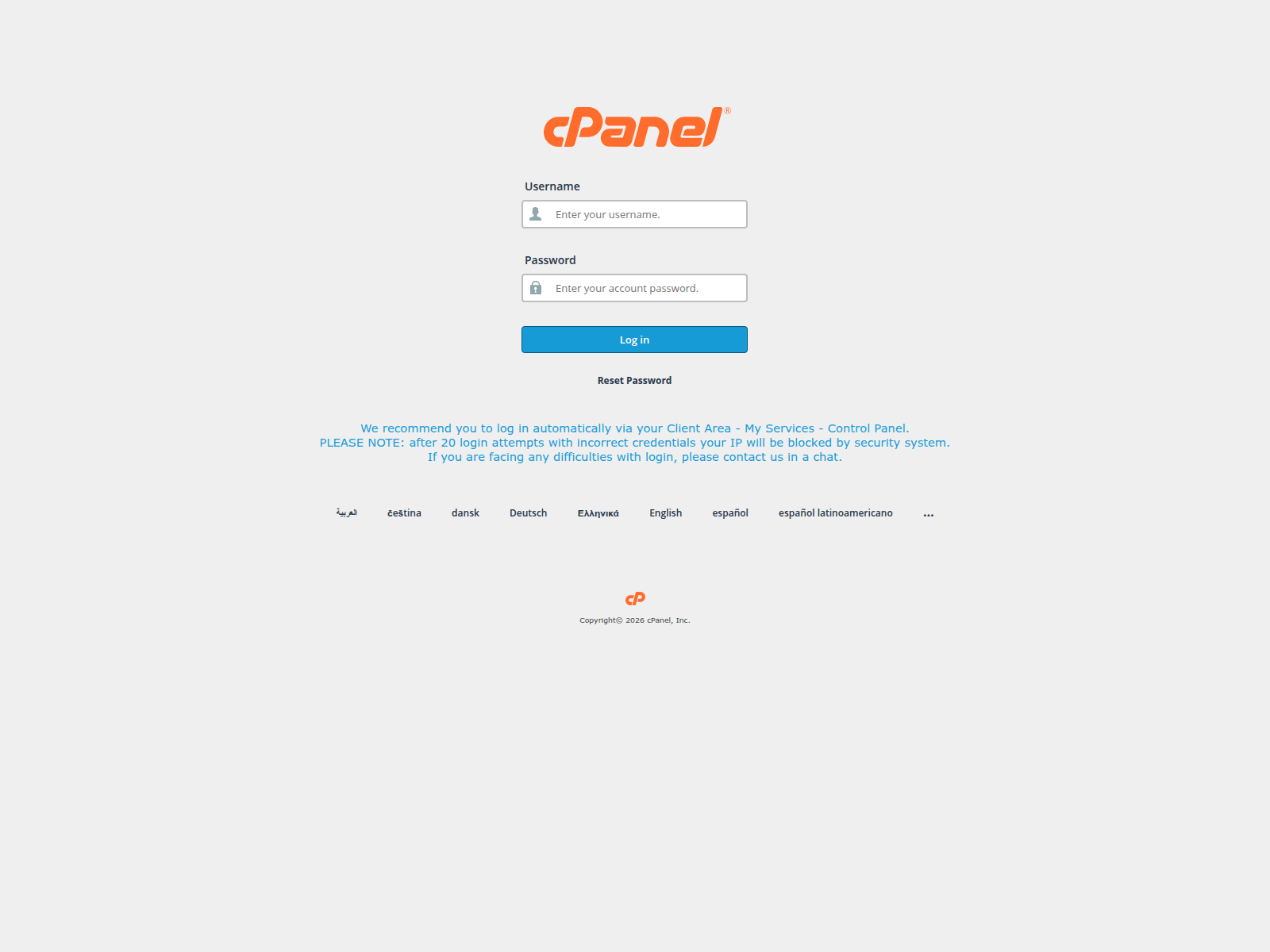 Screenshot of cpanel.parik24online.com