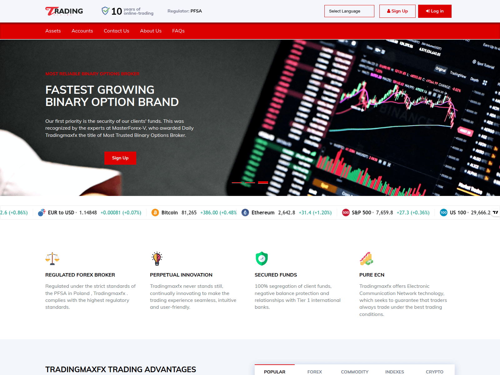 Скриншот сайта tradingmaxfx.com