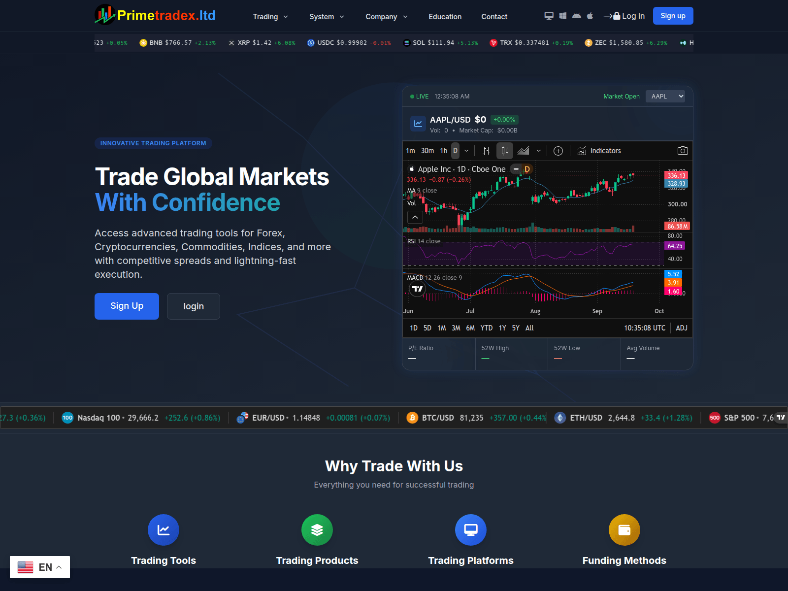 Screenshot of primetradex.ltd