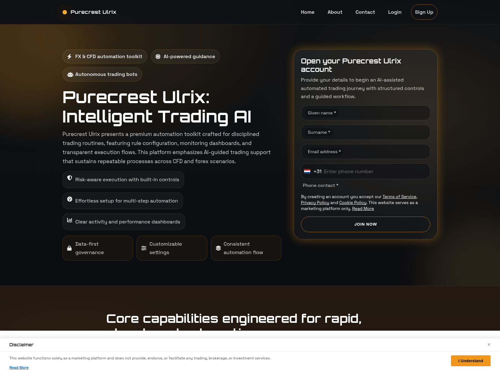Screenshot of purecrest-ulrix-solution.com