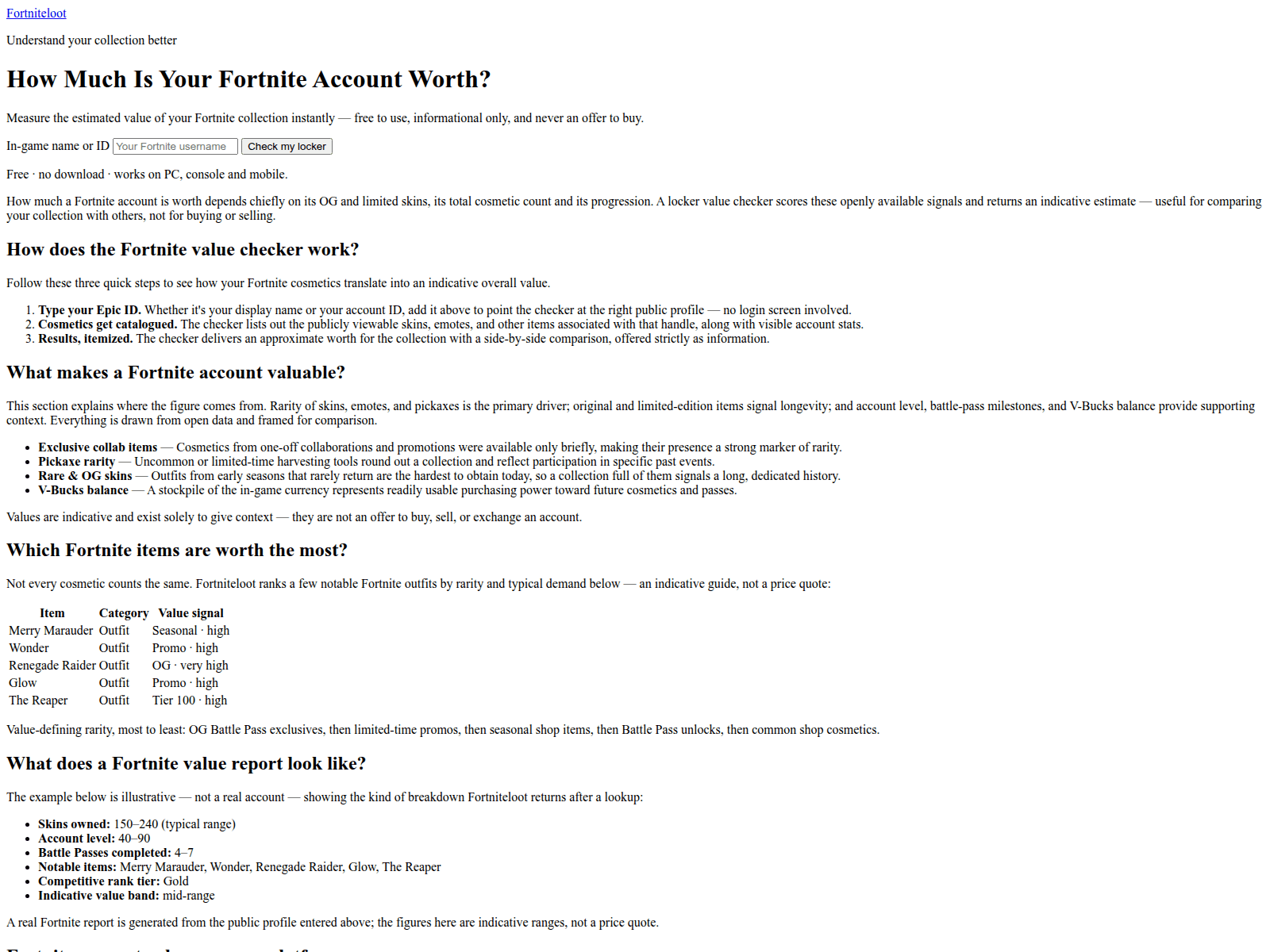 Screenshot of fortniteloot.com