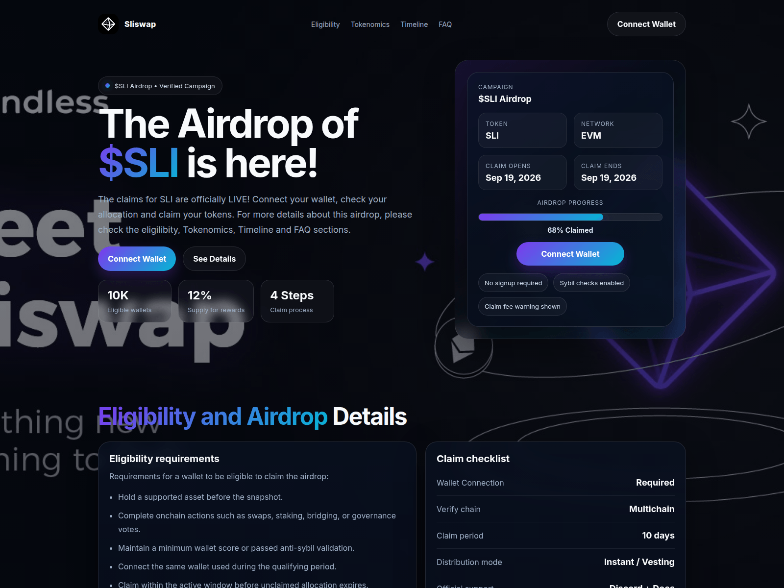 Screenshot of sliswap.xyz