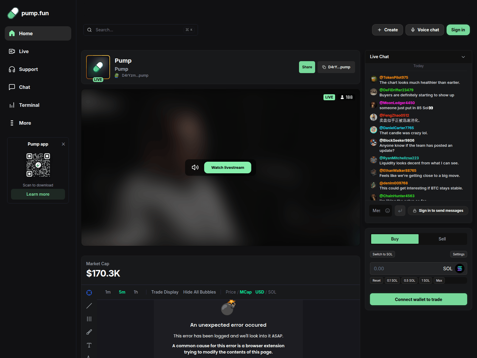 Screenshot of pumpsfun.streamingsol.xyz
