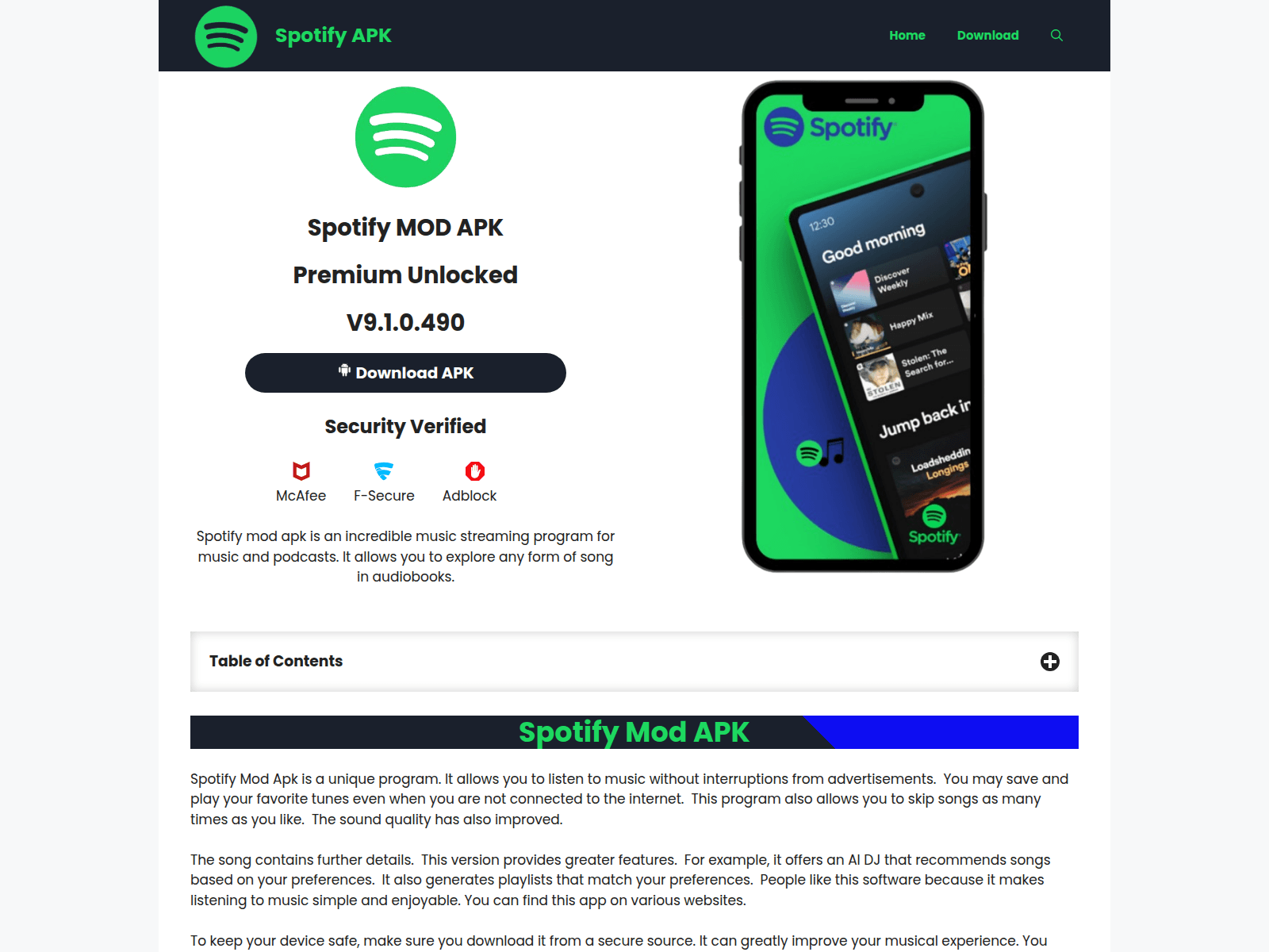 Captura de pantalla de spotifymodapk.in
