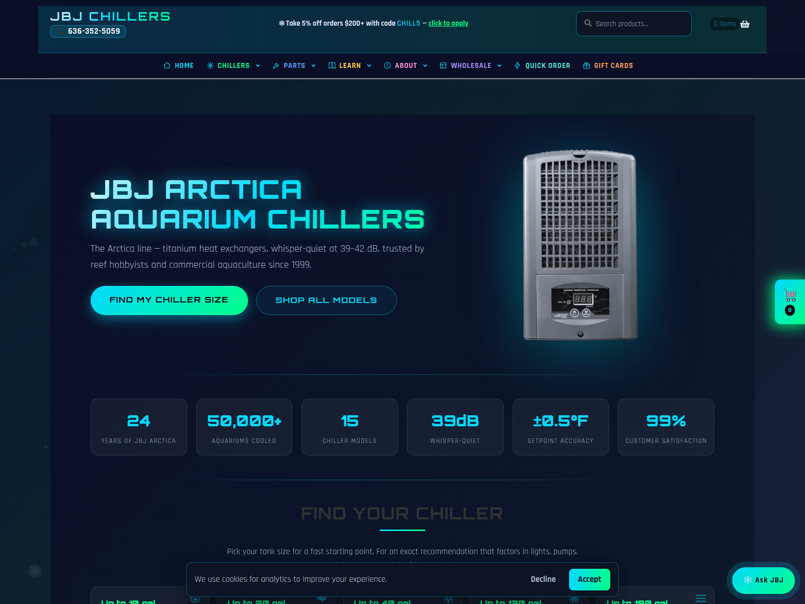 Screenshot of arcticachillers.com