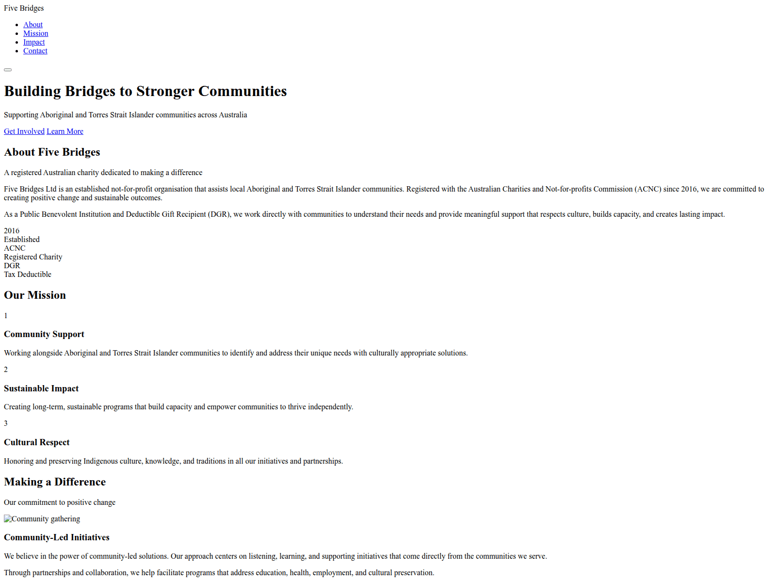 Screenshot of fivebridgesltd.org
