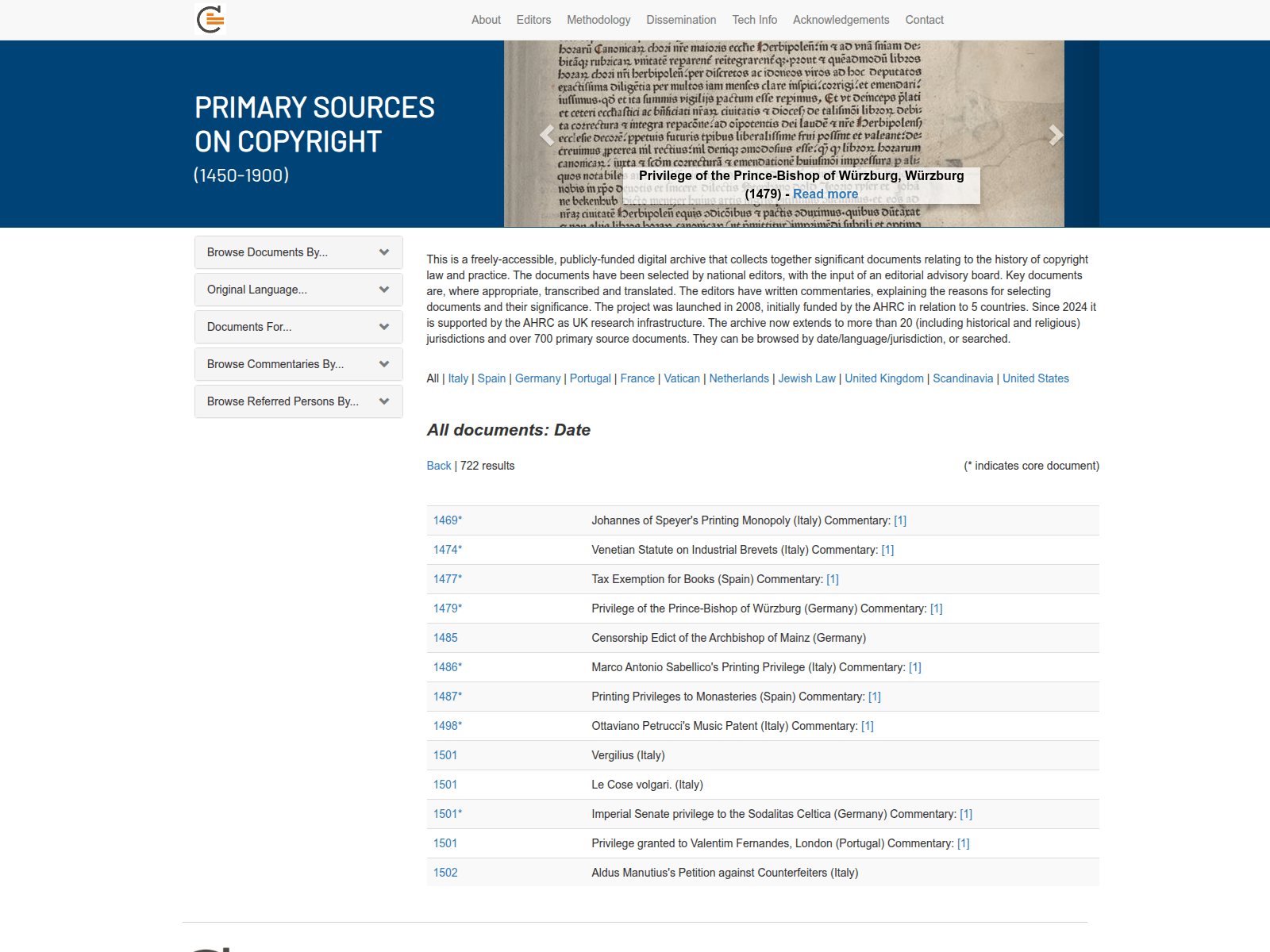 Screenshot of copyrighthistory.org