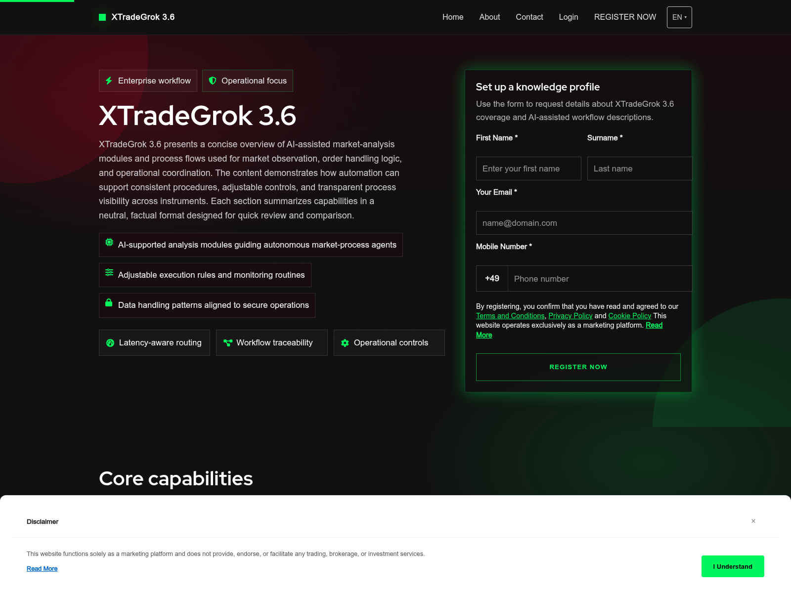 Screenshot of xtradegrok3platform.com