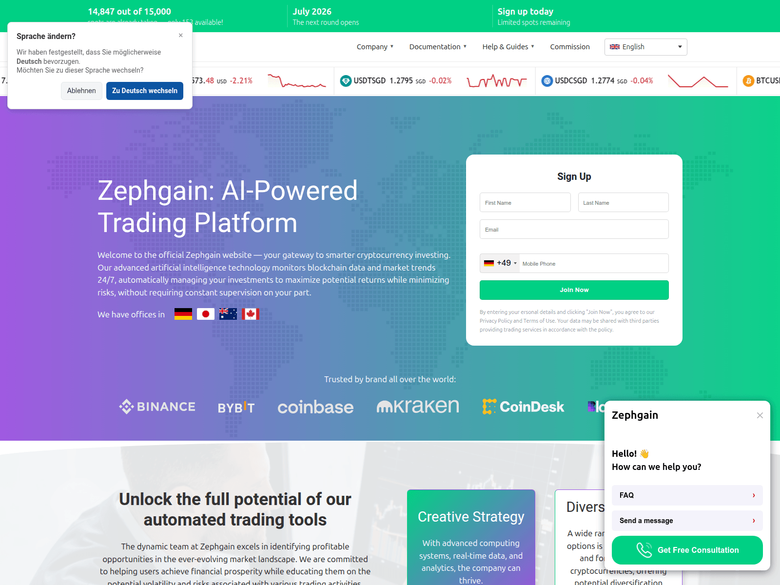 Screenshot of zephgain.org