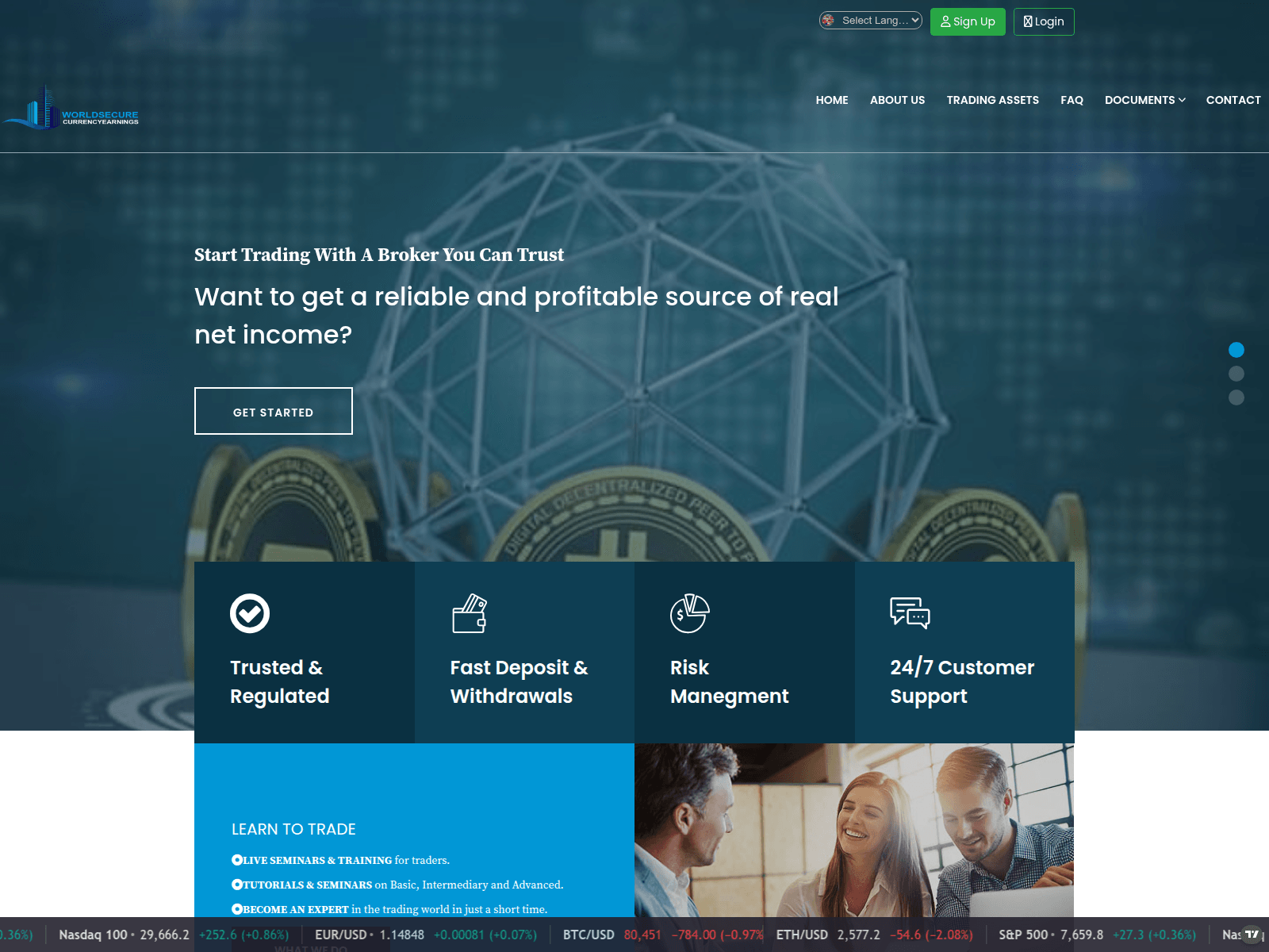 Screenshot of worldsecurecurrencyearnings.net