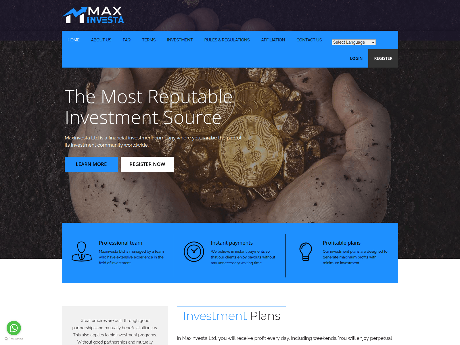 Screenshot of maxinvesta.com