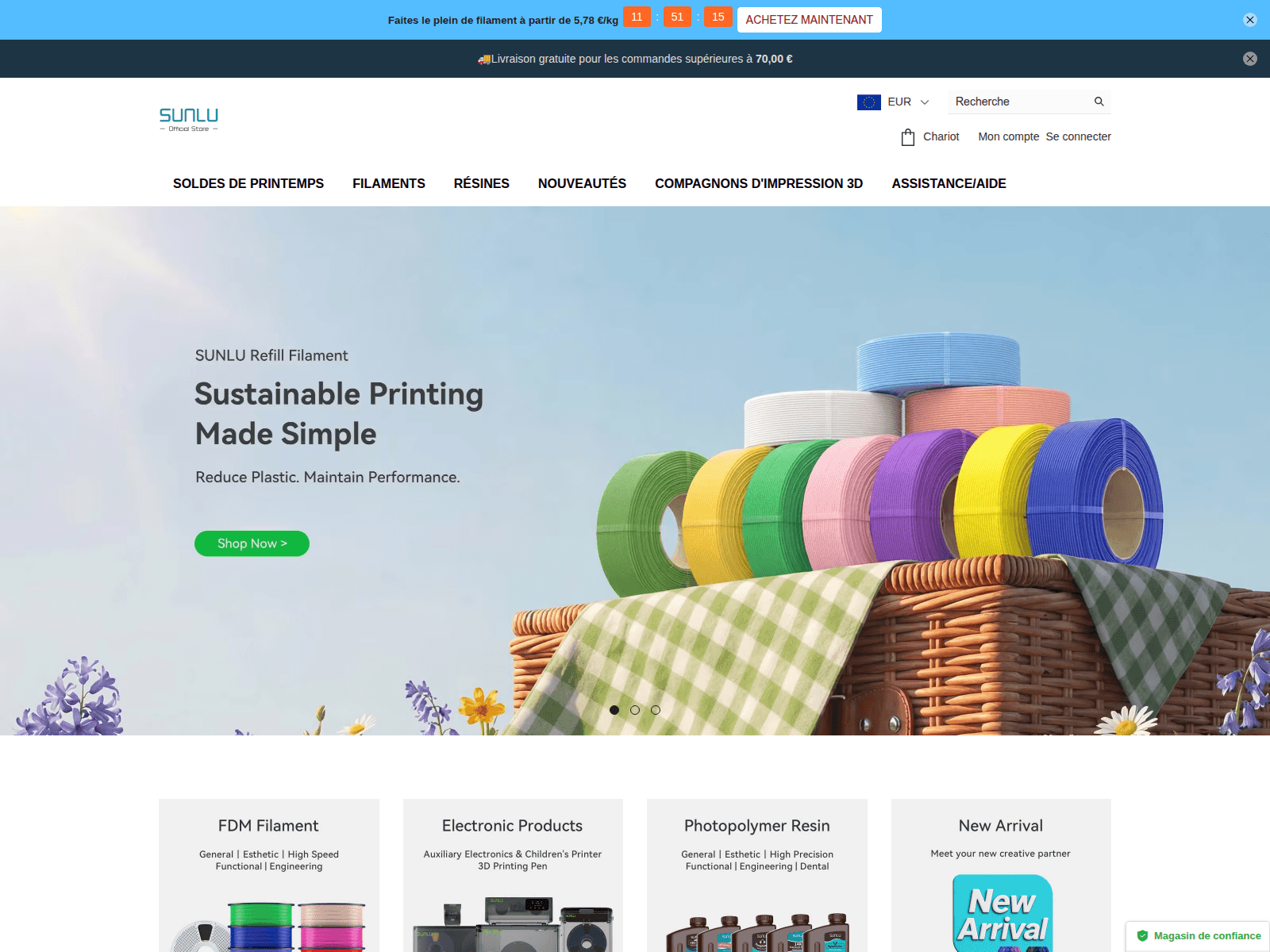 Screenshot of sunlu-printing.com