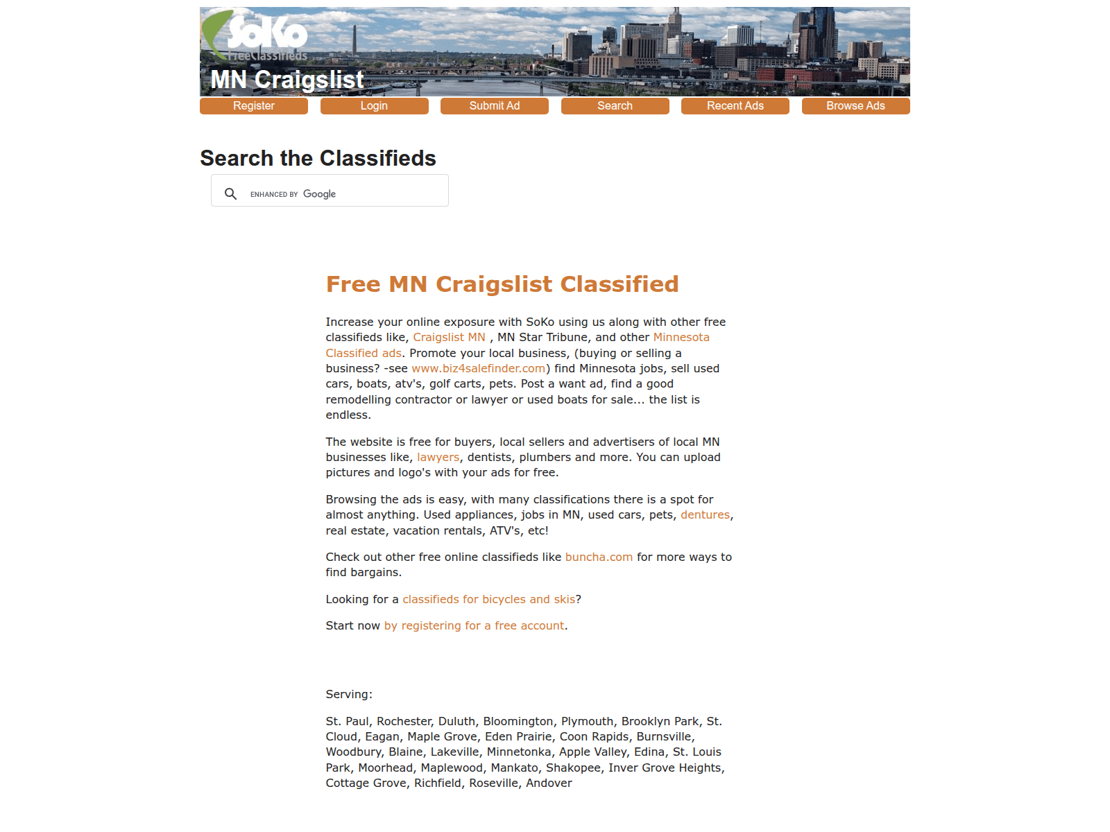 Screenshot of used-minnesota-classifieds.com