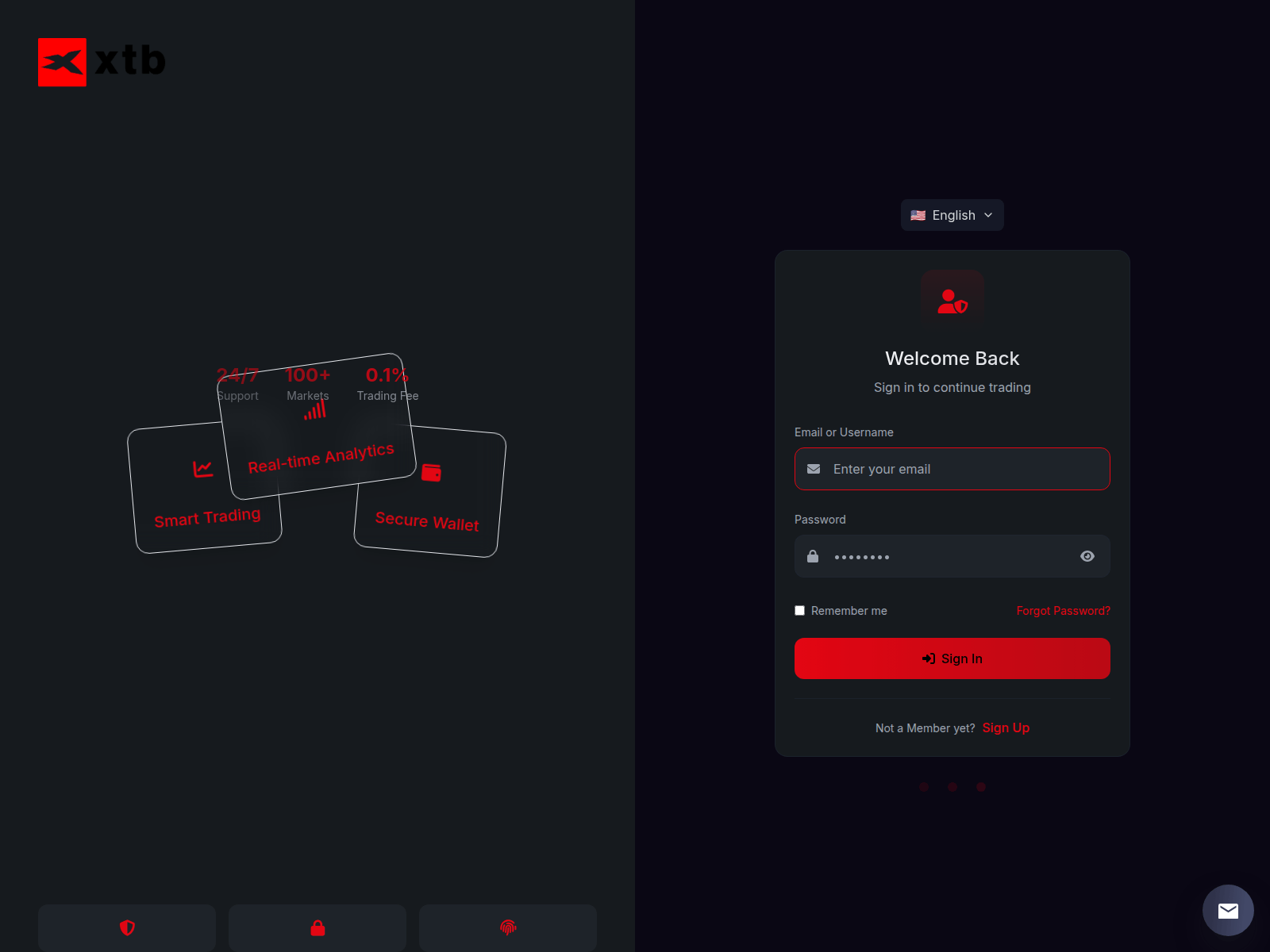 Screenshot of app.xtbtrade.org