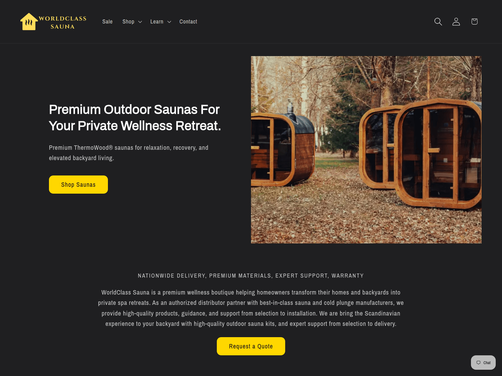 Screenshot of worldclasssauna.com