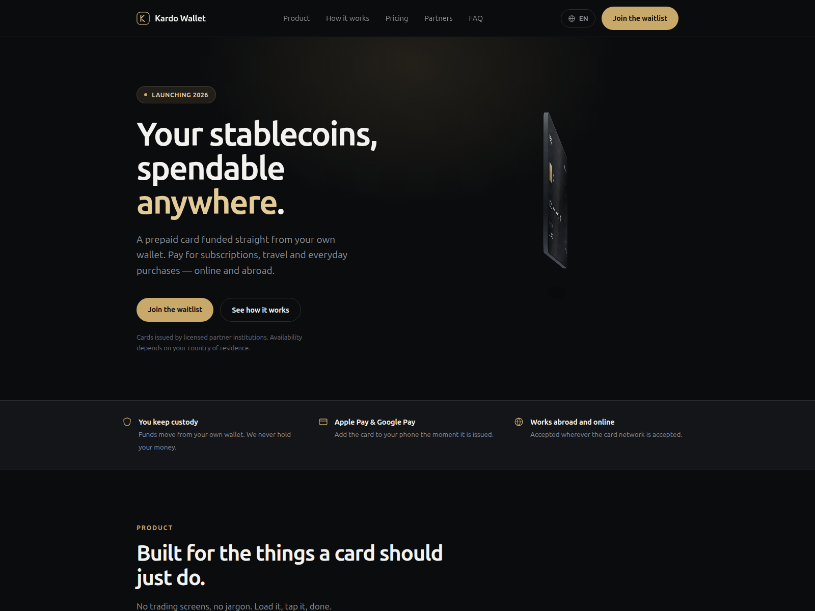 Screenshot of kardowallet.com