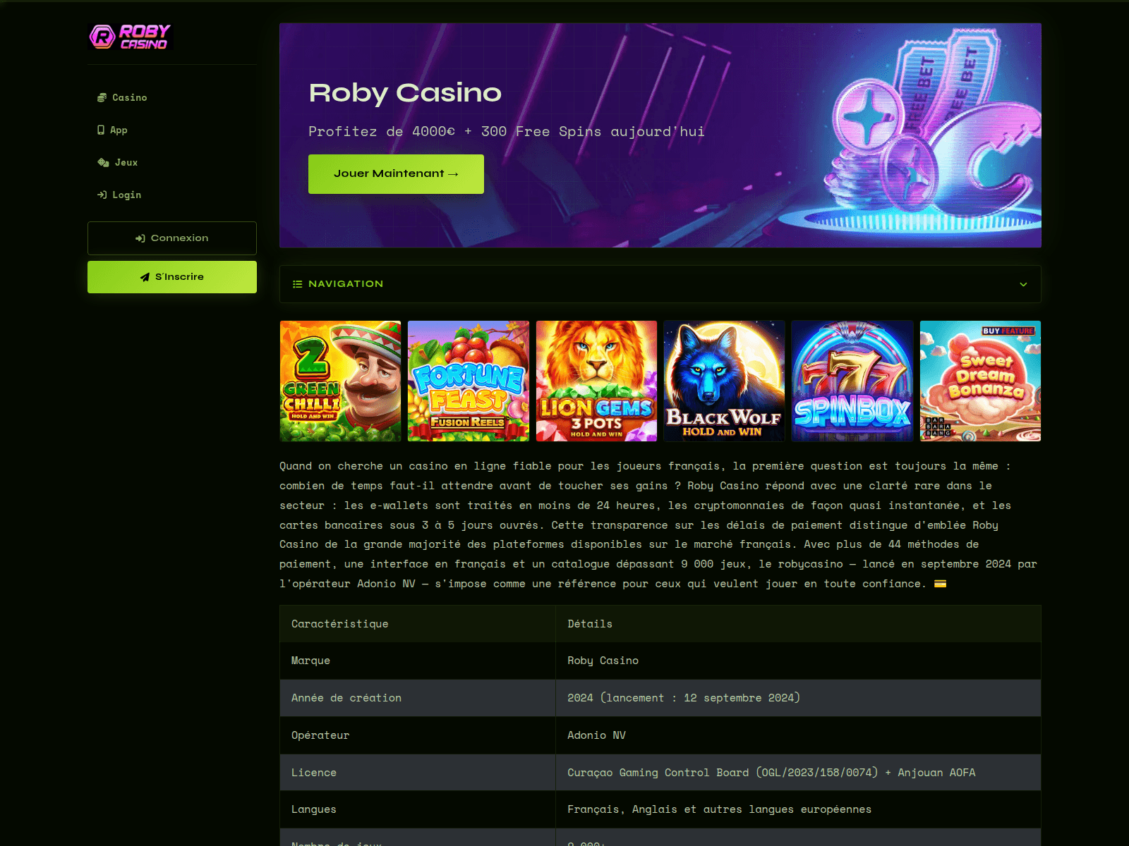 Screenshot von robycasinologin.fr