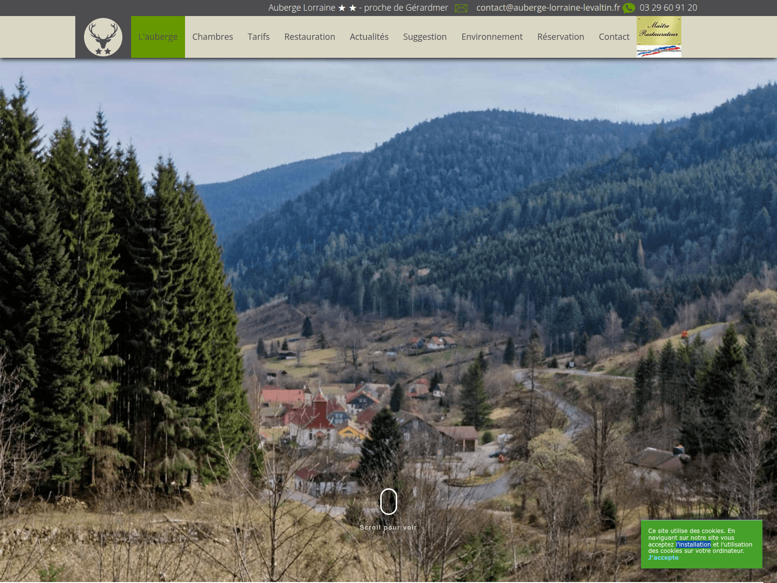 Screenshot of auberge-lorraine-levaltin.fr