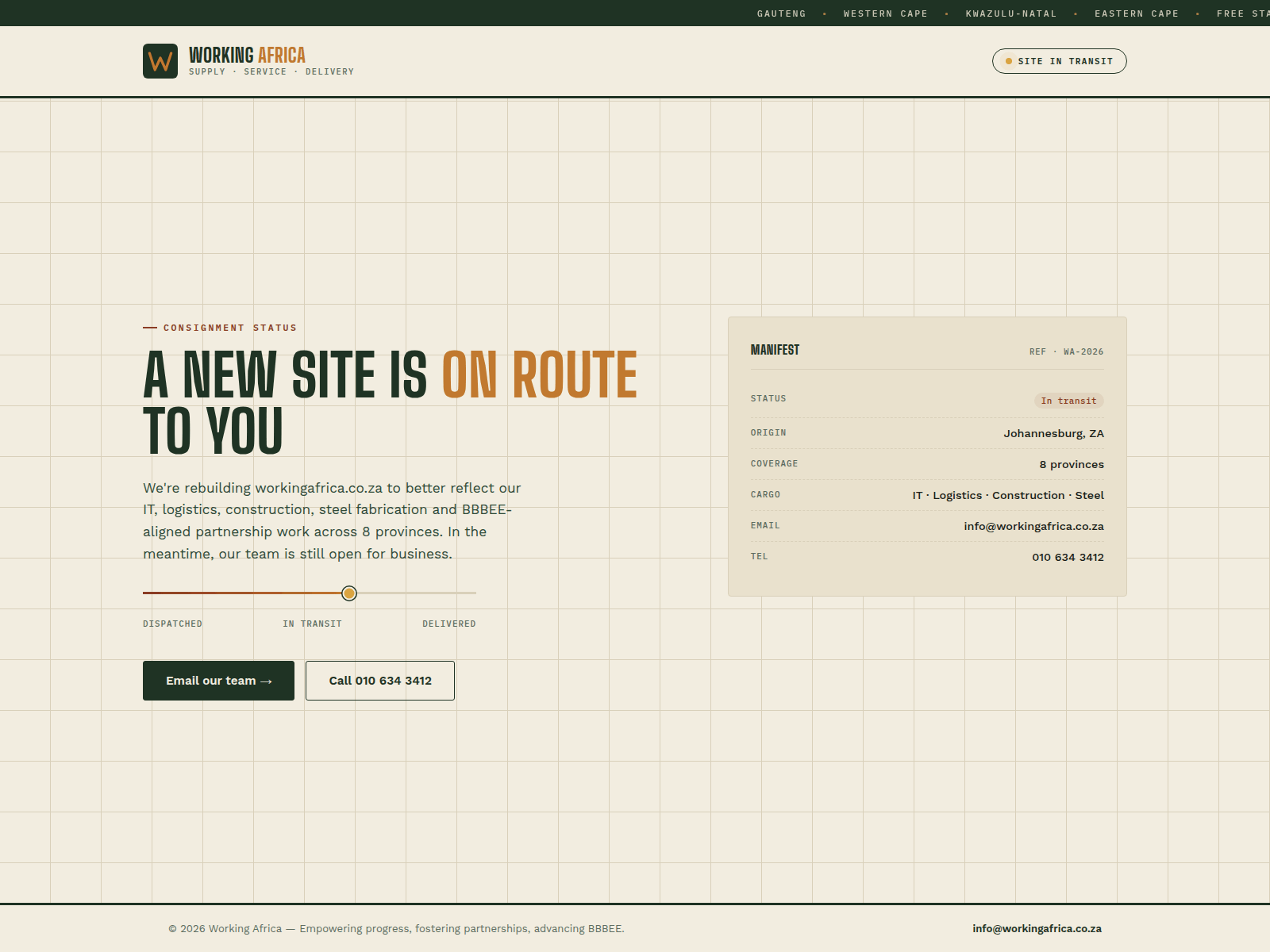 Screenshot of workingafrica.co.za
