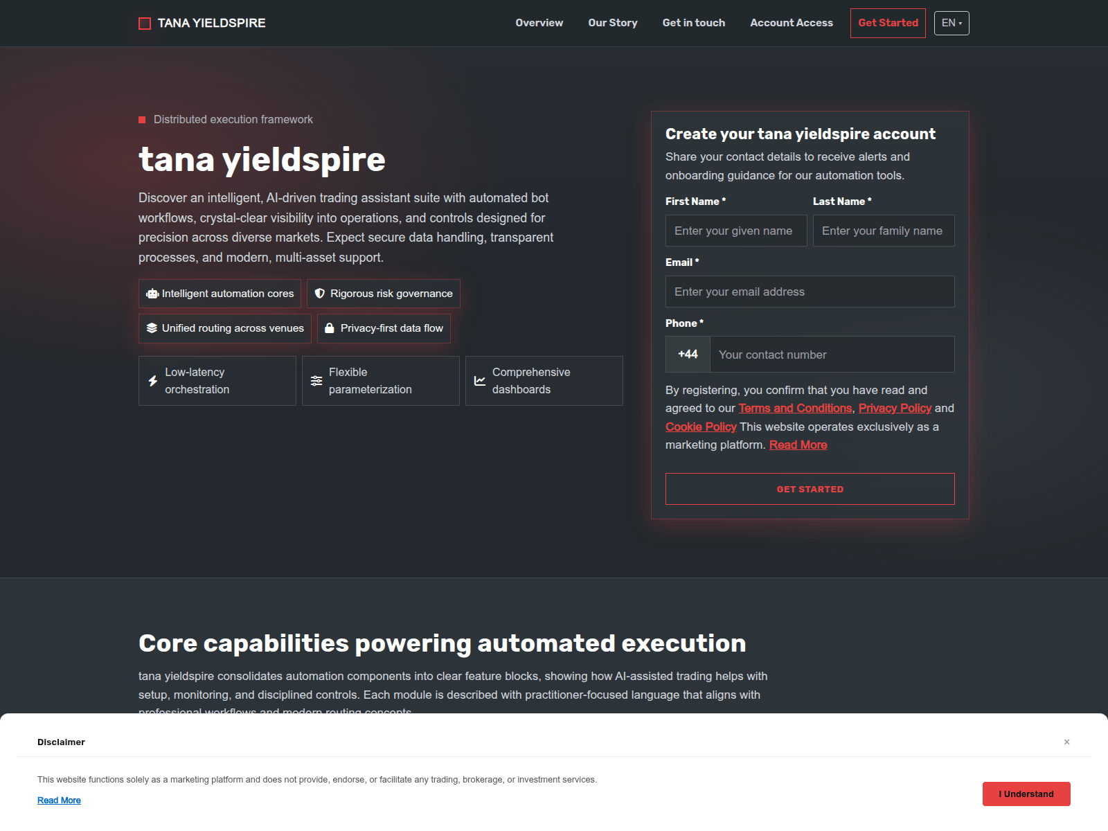 Screenshot of tanayieldspire.digital