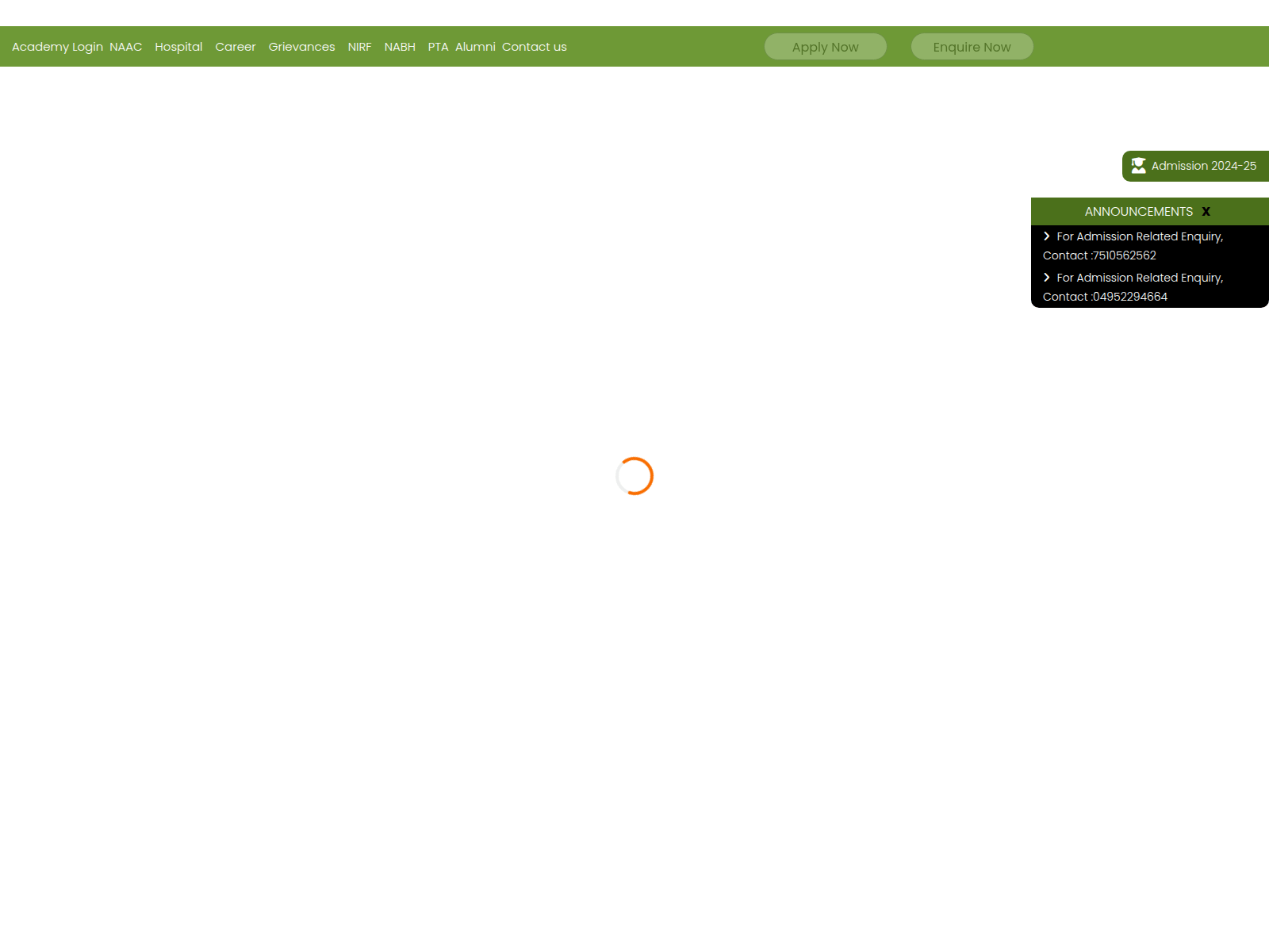 Screenshot of kmctayurvedacollege.org