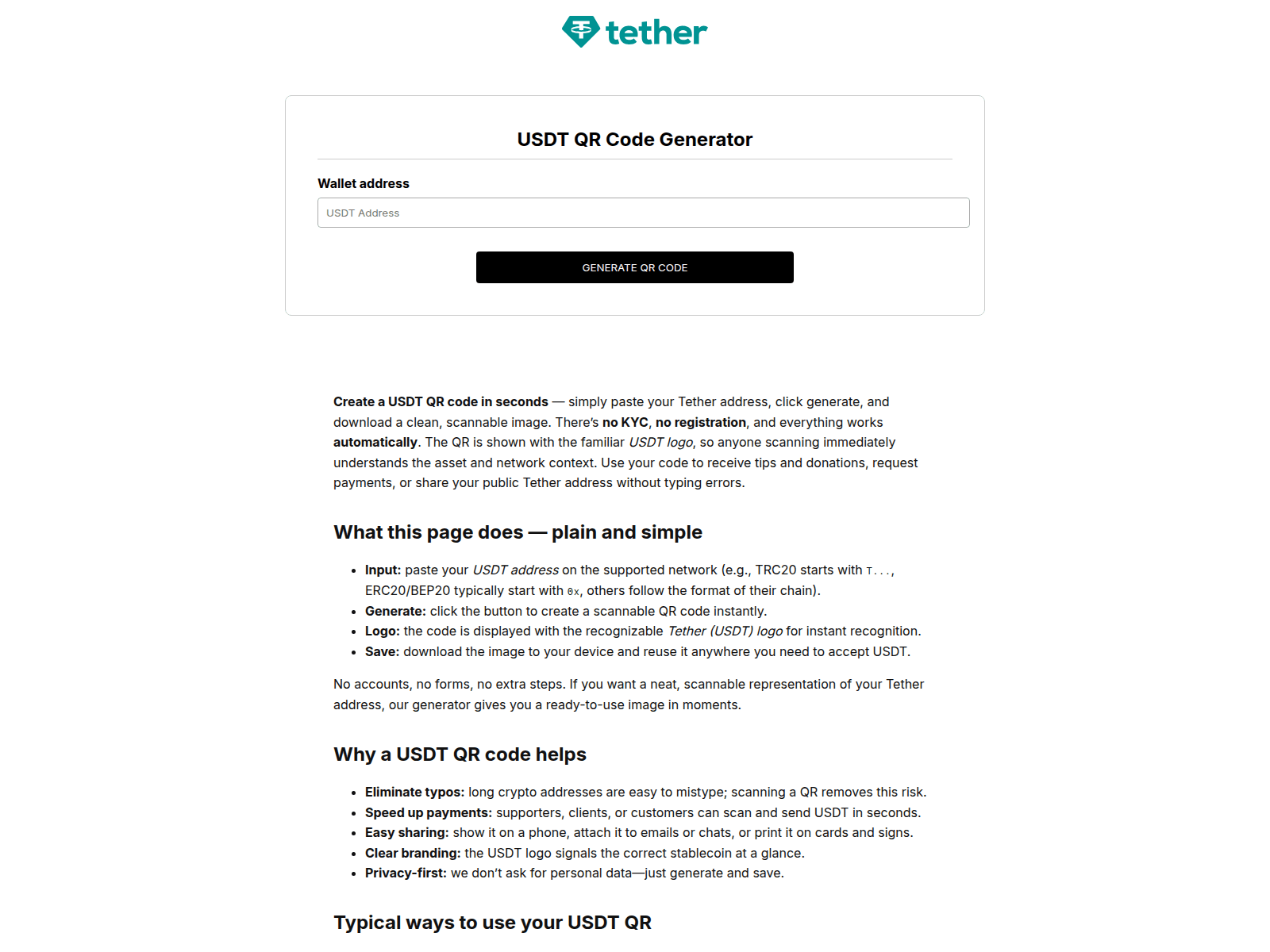 的截图 usdt-qr-code-generator.app
