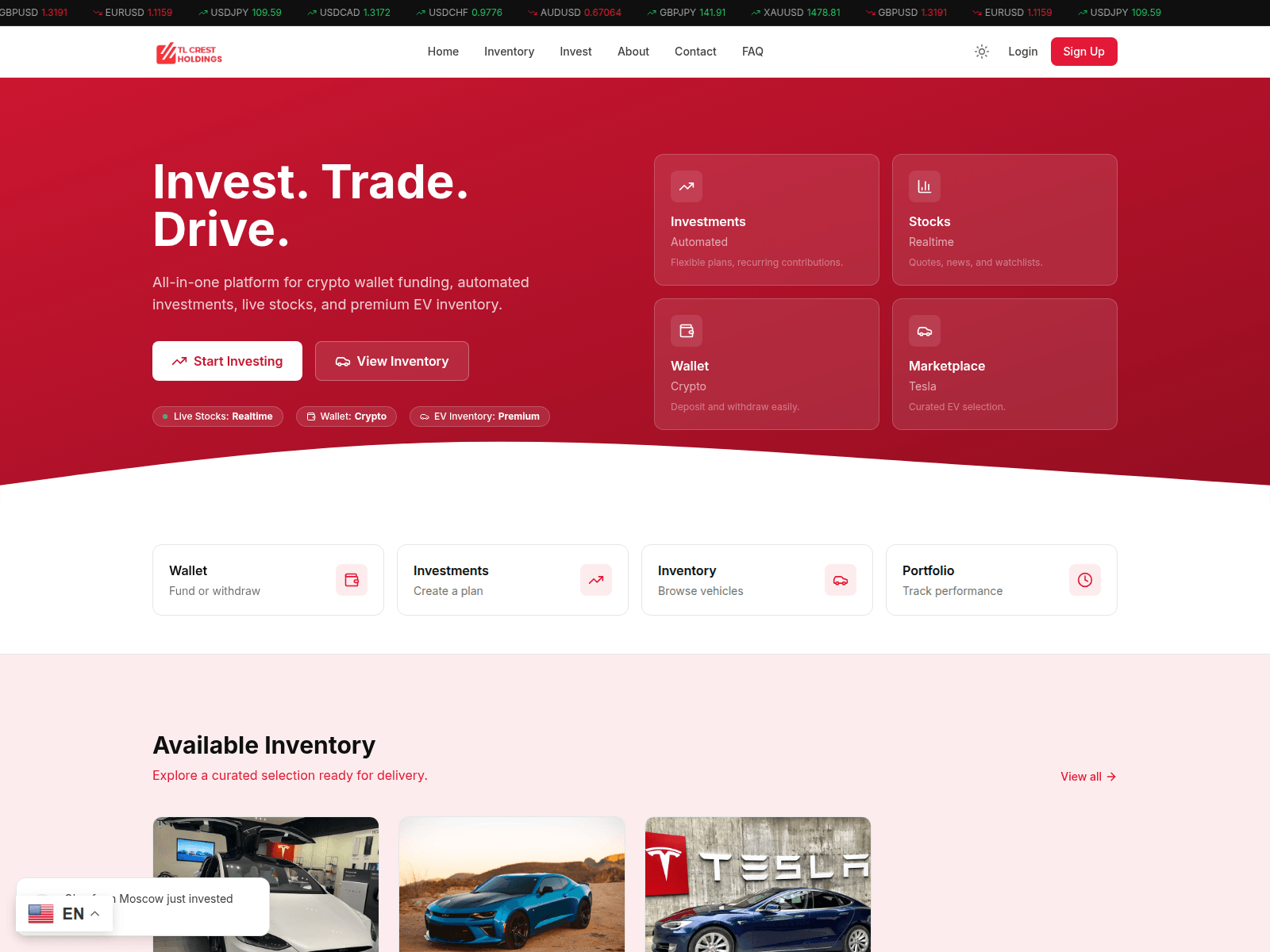 Screenshot of tlcrestholdings.com