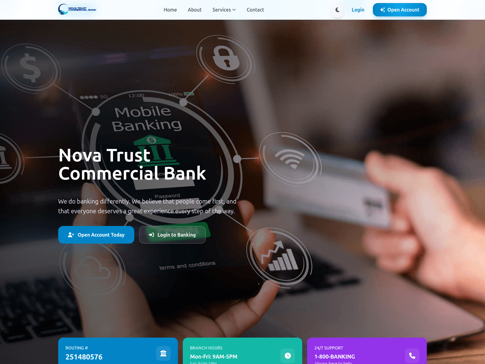 Screenshot of novatrustcb.org