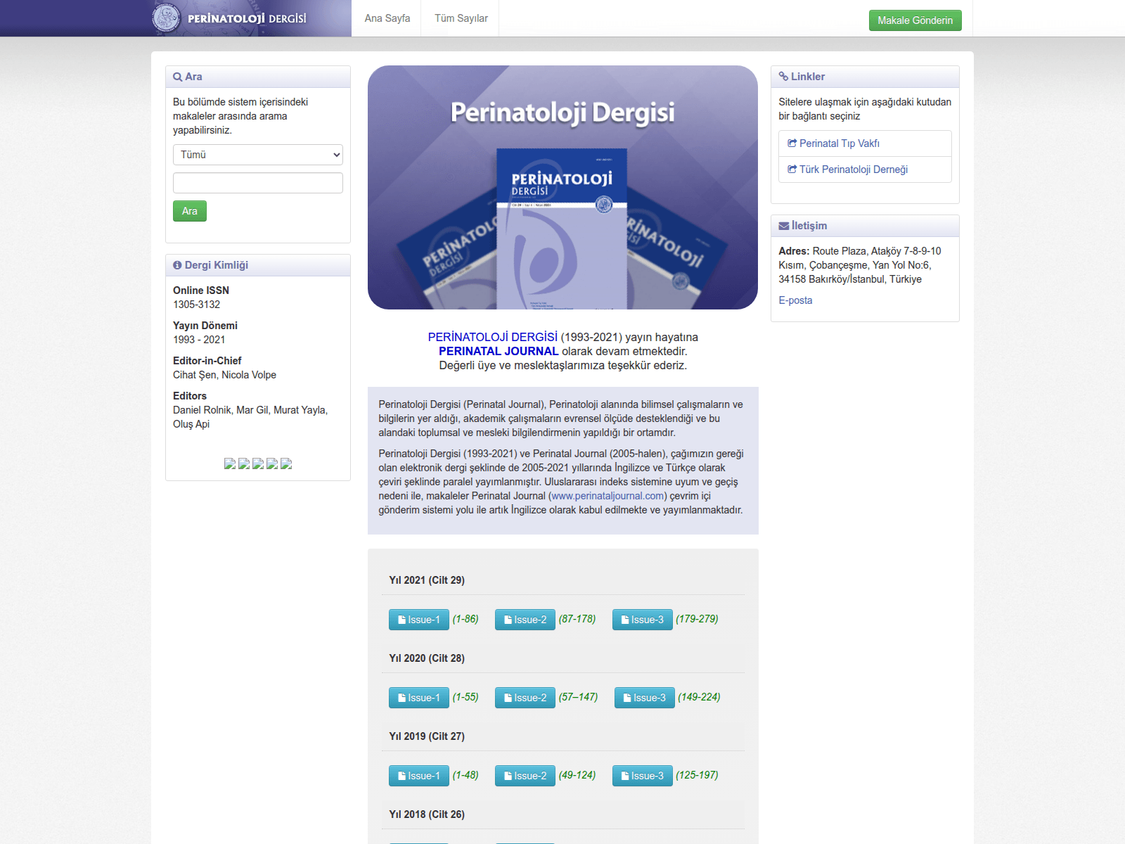 Screenshot of perinataldergi.com