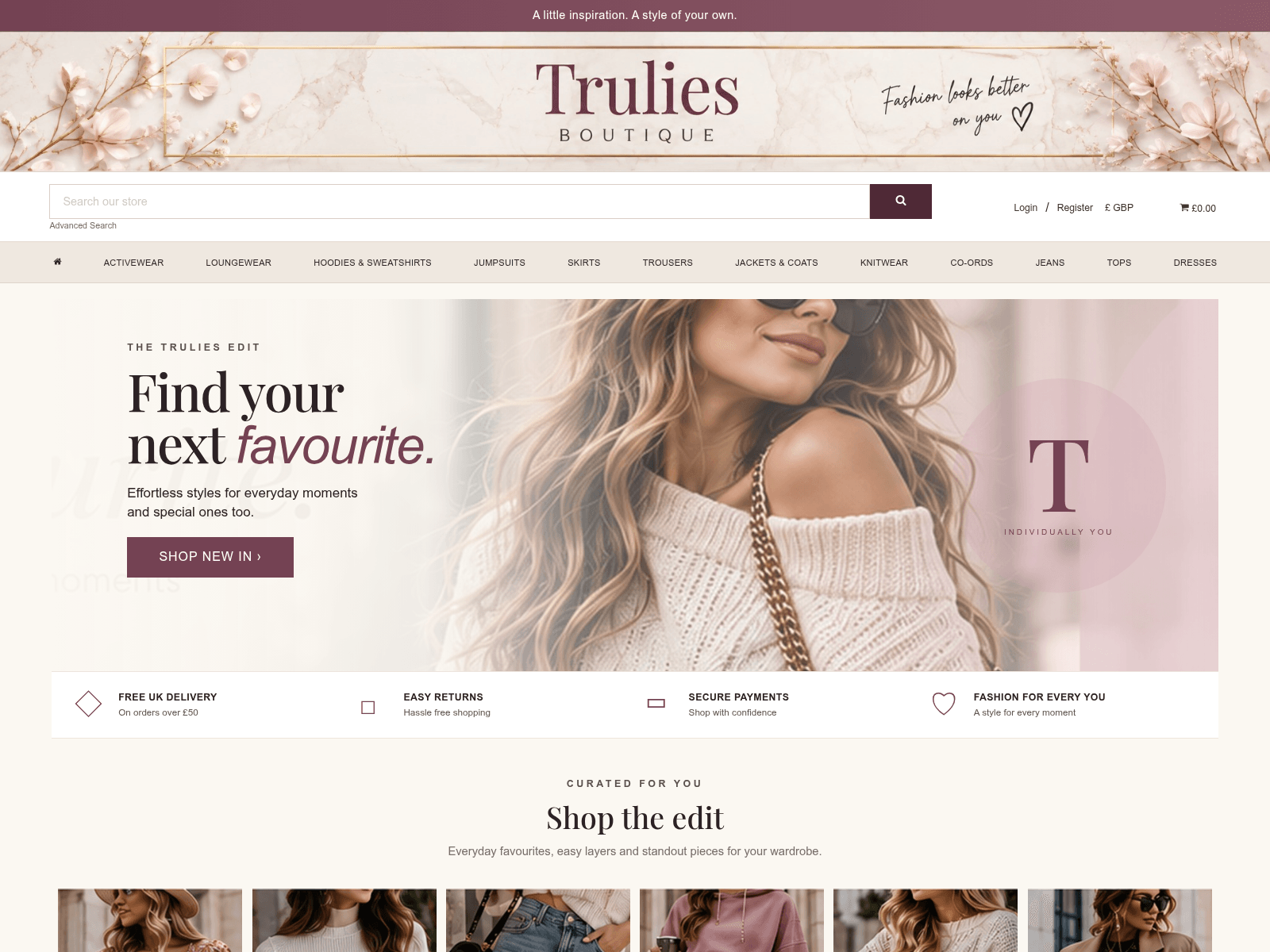 Screenshot of truliesboutique.com