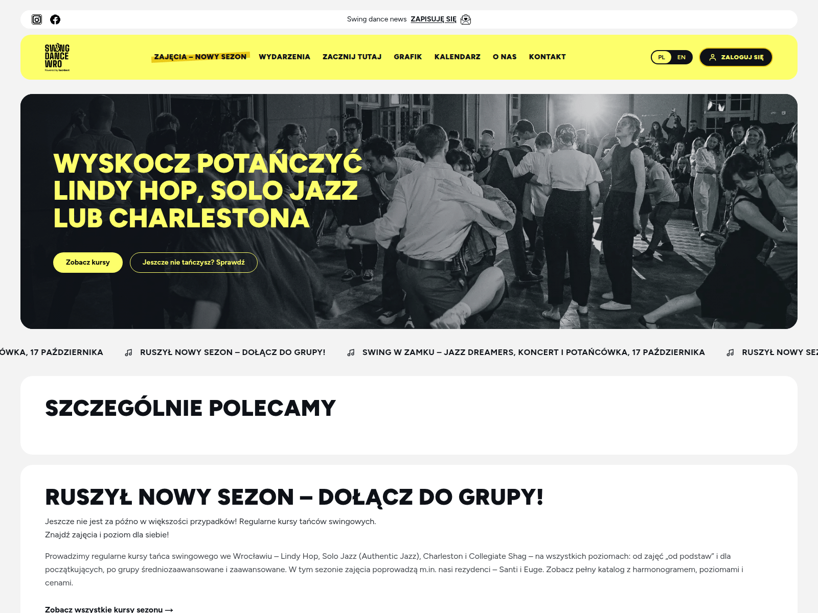 Screenshot of swingdancewroclaw.live