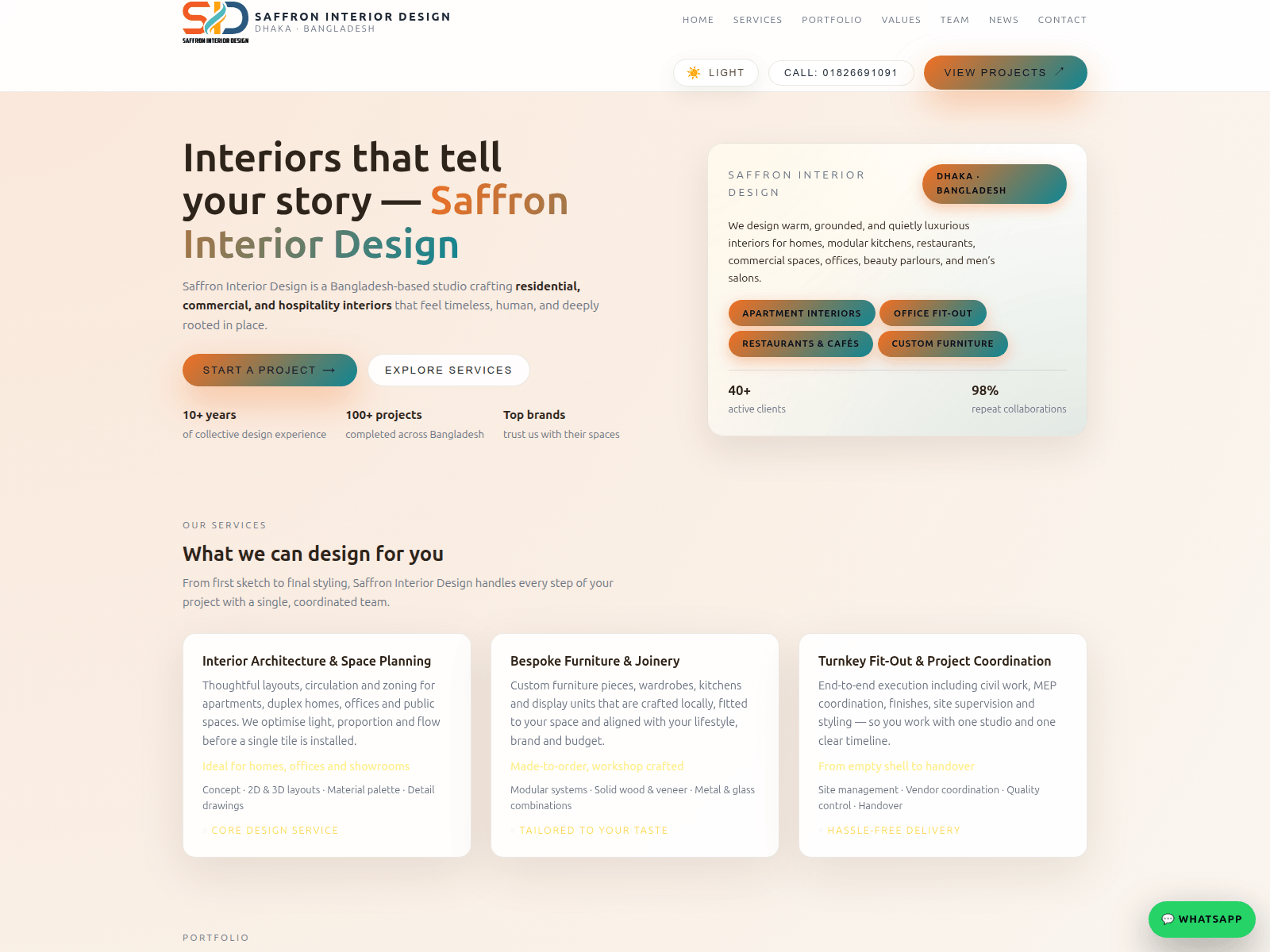 Screenshot of saffroninterior.com