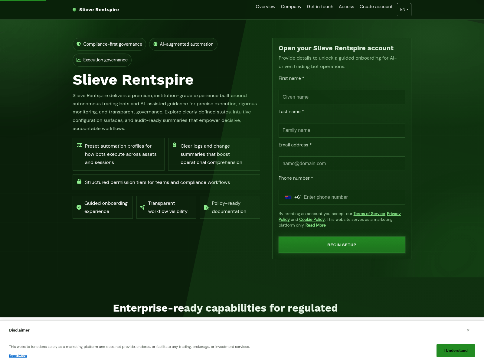 Screenshot of slieverentspire.digital