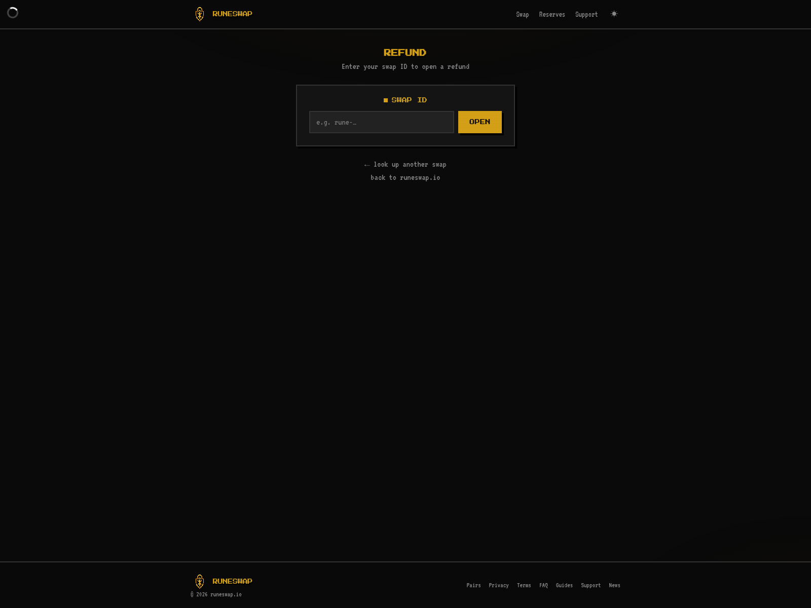 Screenshot of refund-runeswap.io