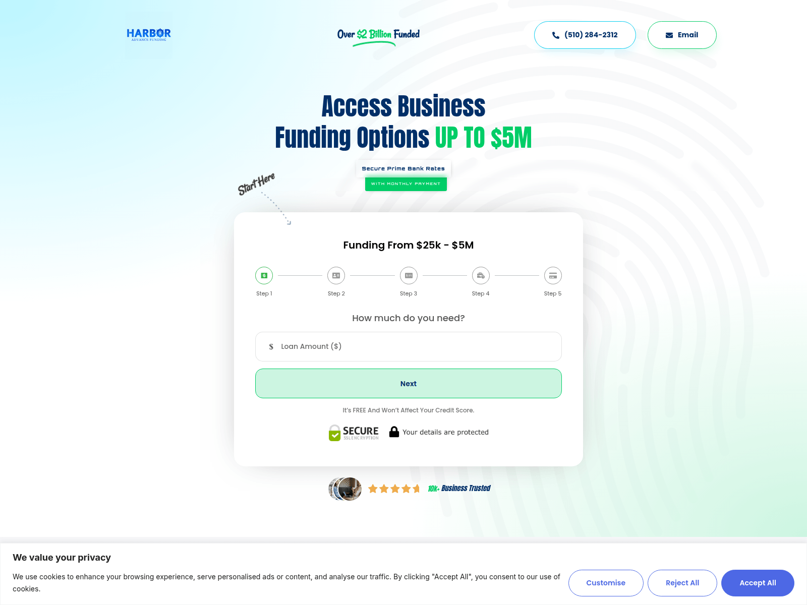 Screenshot of harboradvancefunding.com