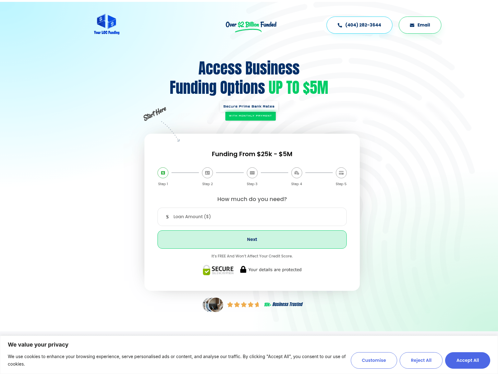 Screenshot of yourlocfunding.com