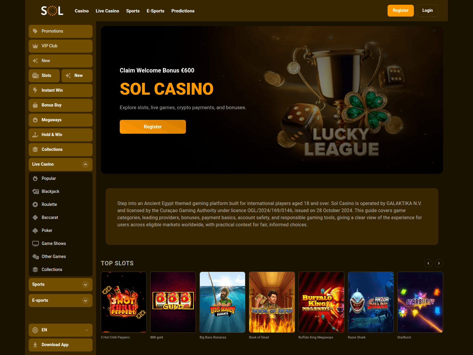 Screenshot of sol-online-bet.com