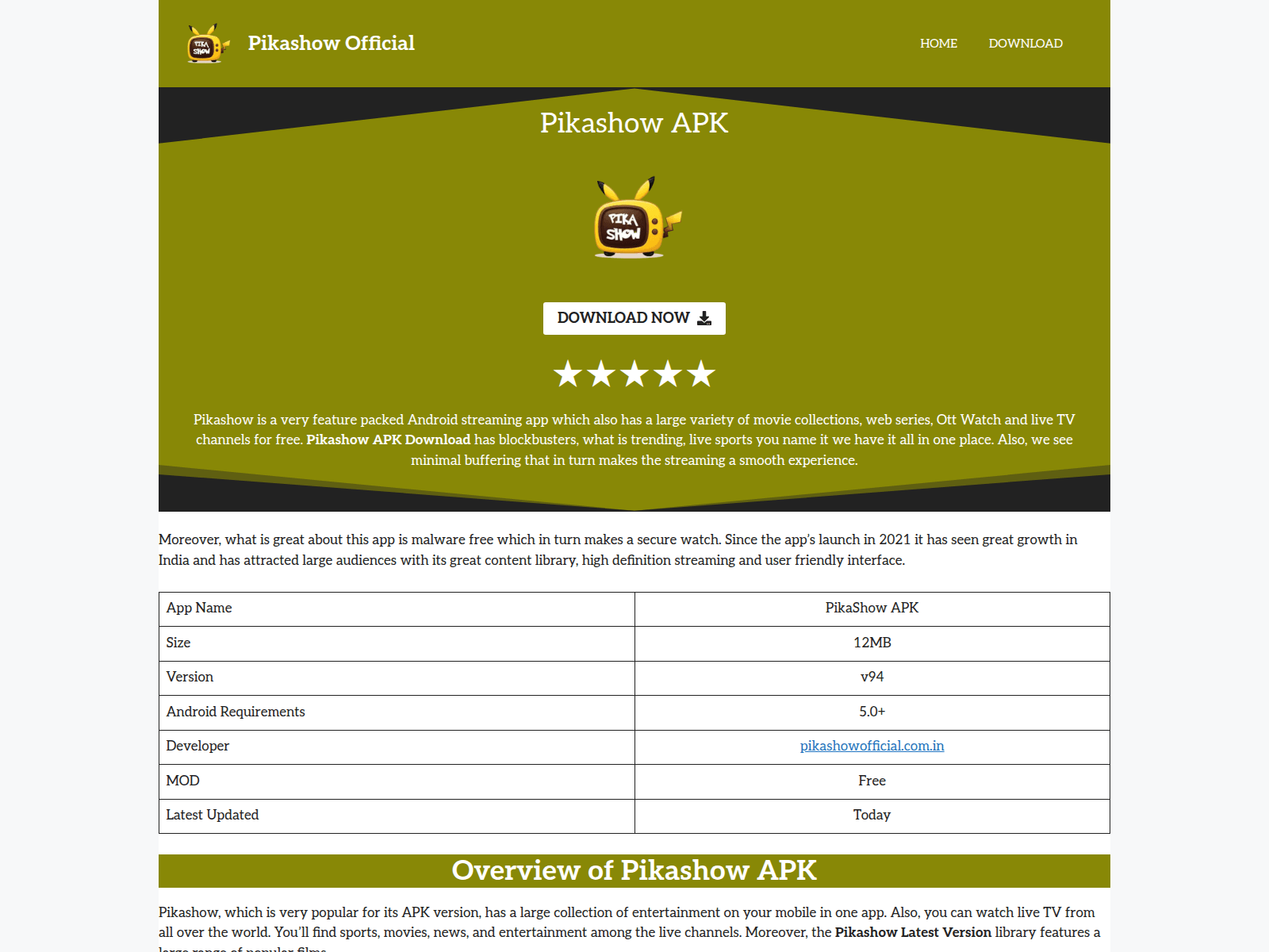 Screenshot of pikashowofficial.com.in