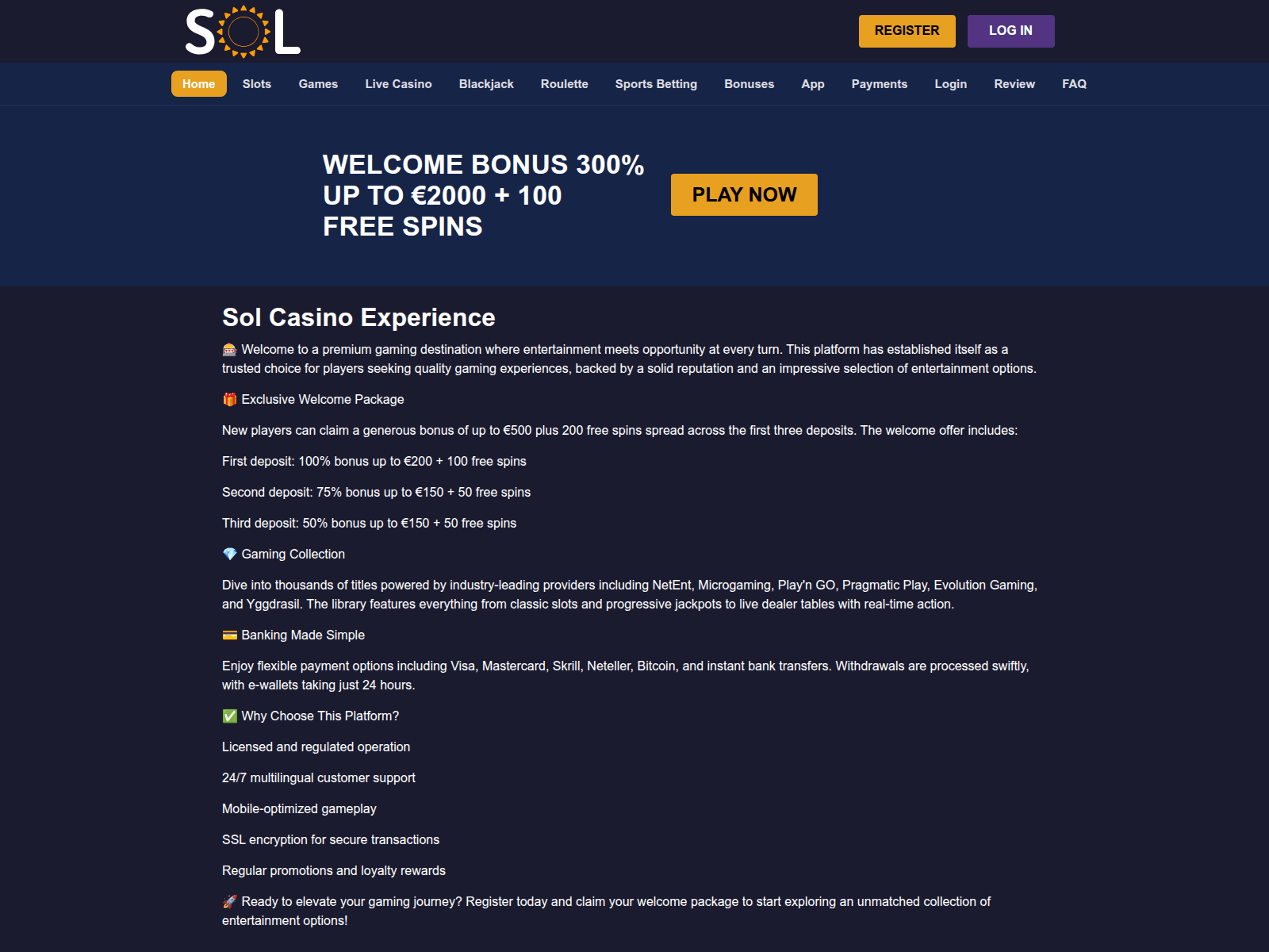 Screenshot of casinosol.biz