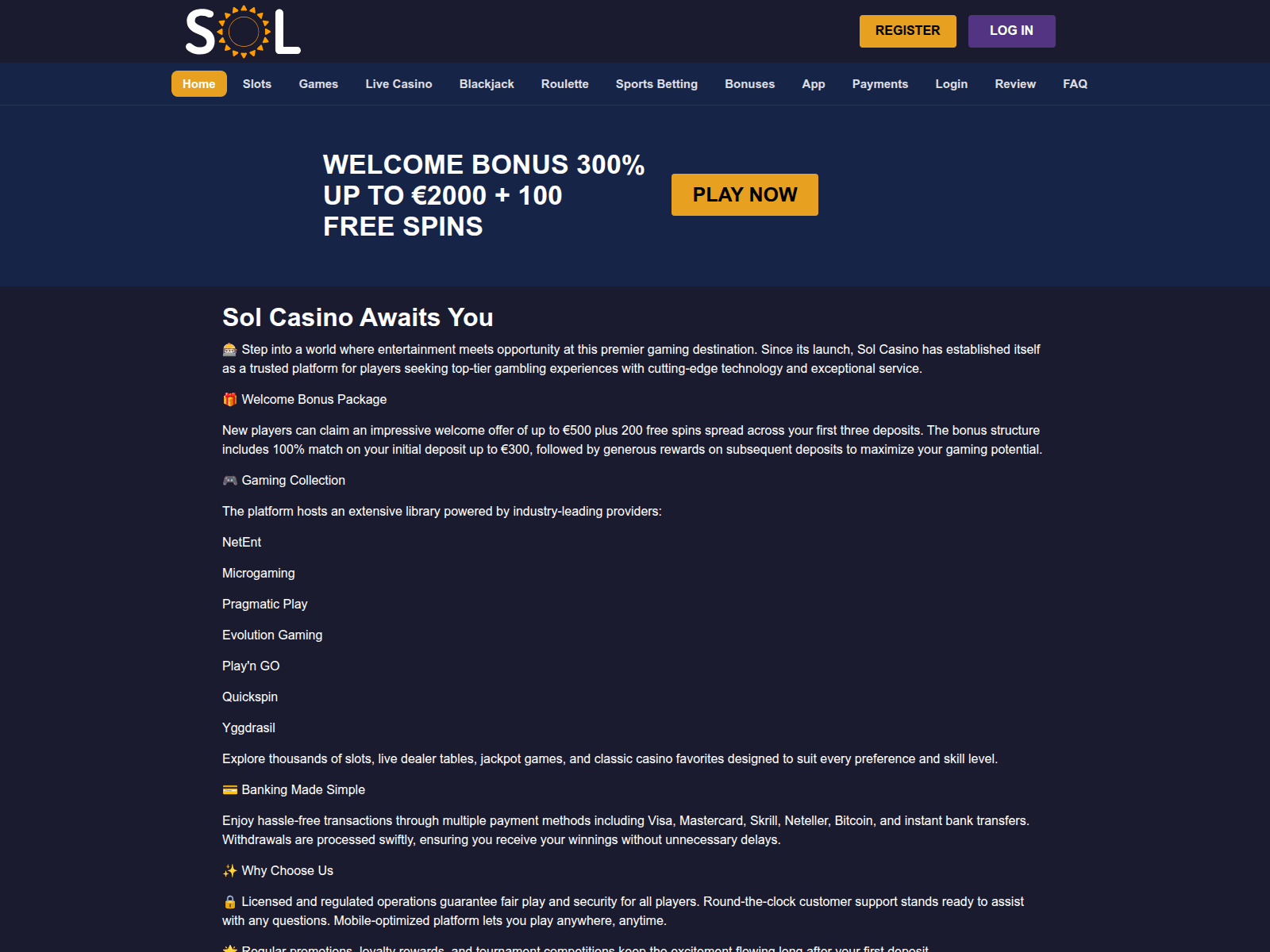 Screenshot of casino-sol.biz