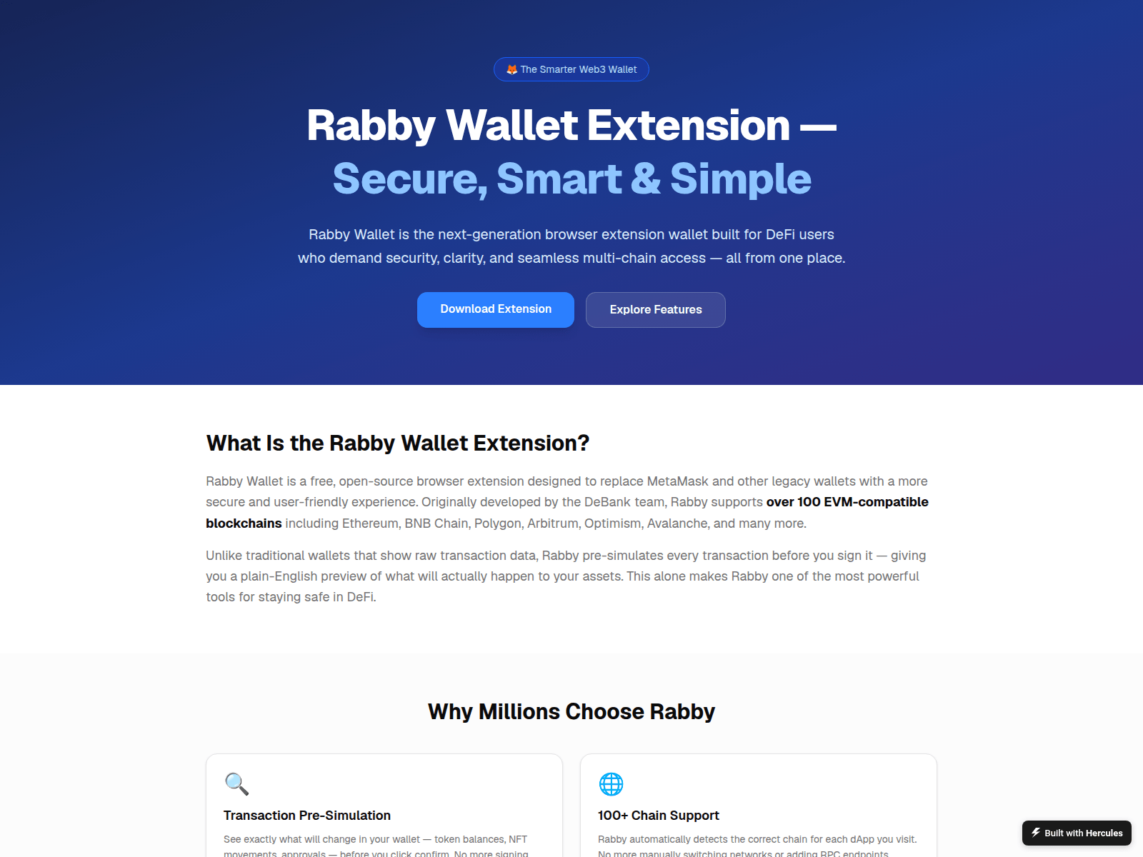 Screenshot of rabbyextension.onhercules.app