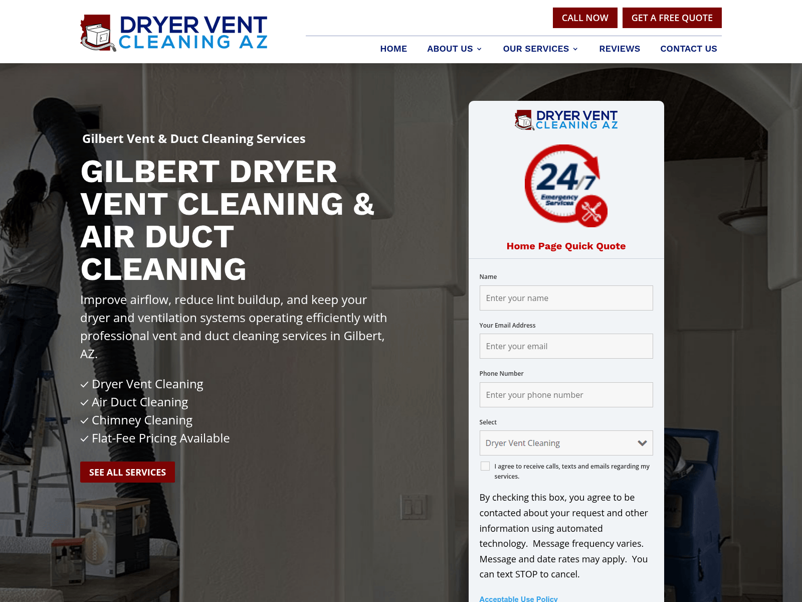 Screenshot of dryerventcleaningaz.us